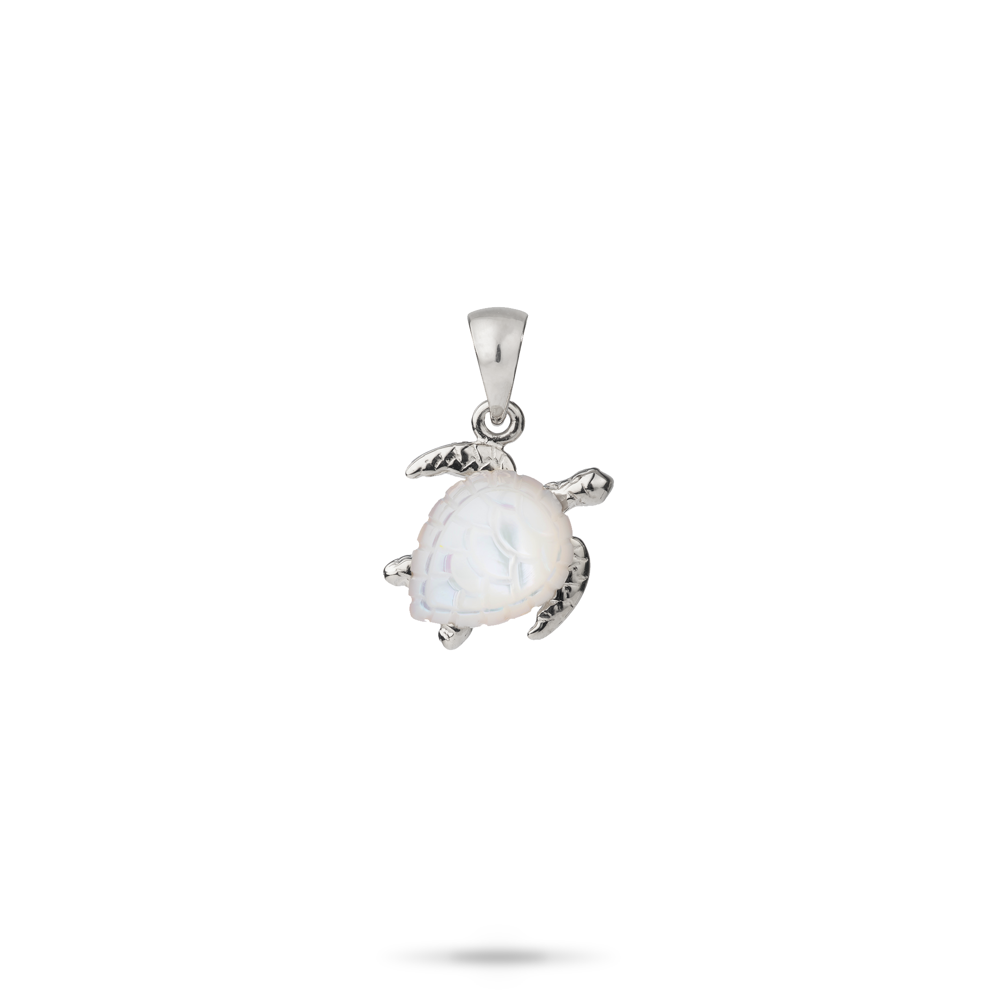 Honu Mother of Pearl Pendant in White Gold - 13mm