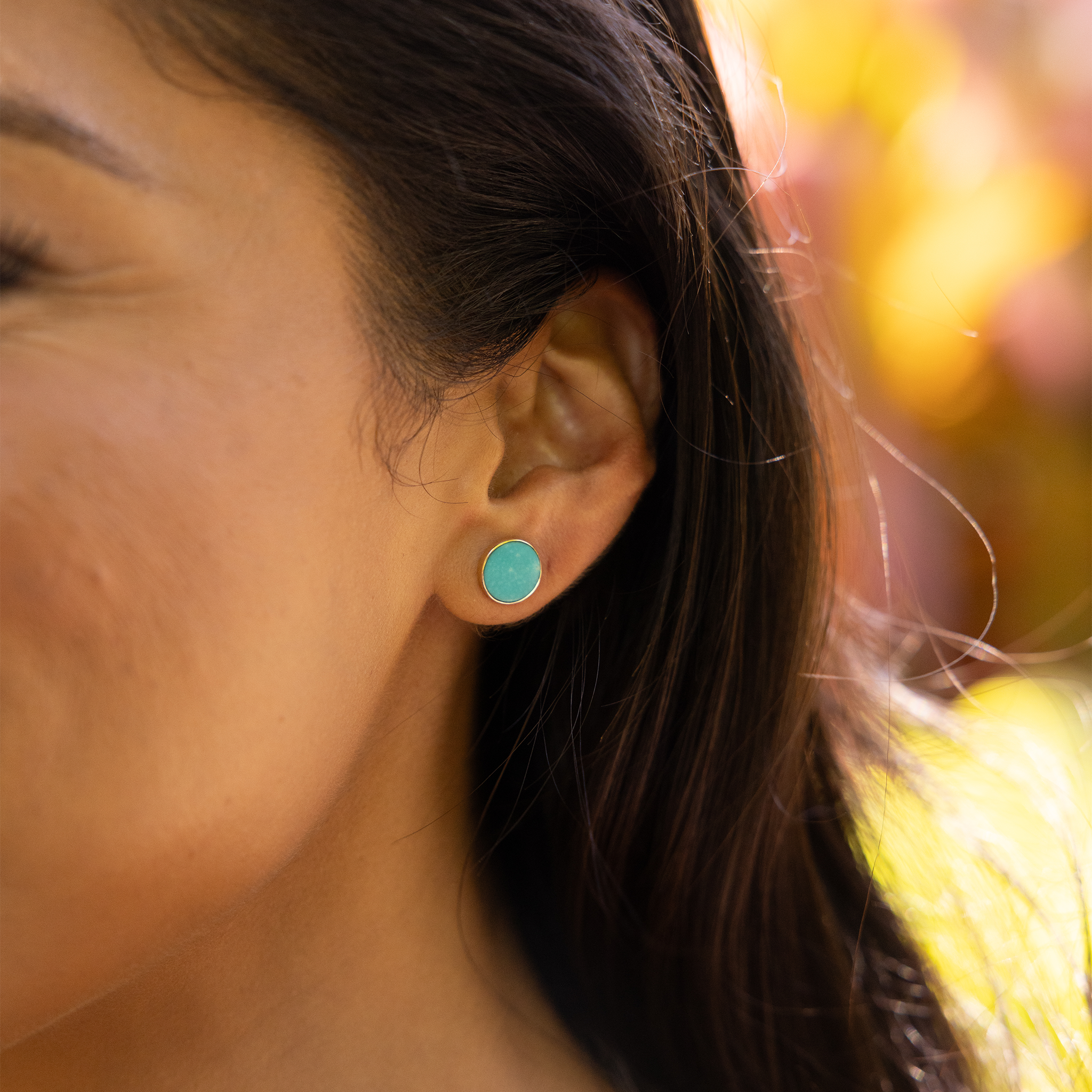 Eclipse Turquoise Earrings in Gold - 9mm