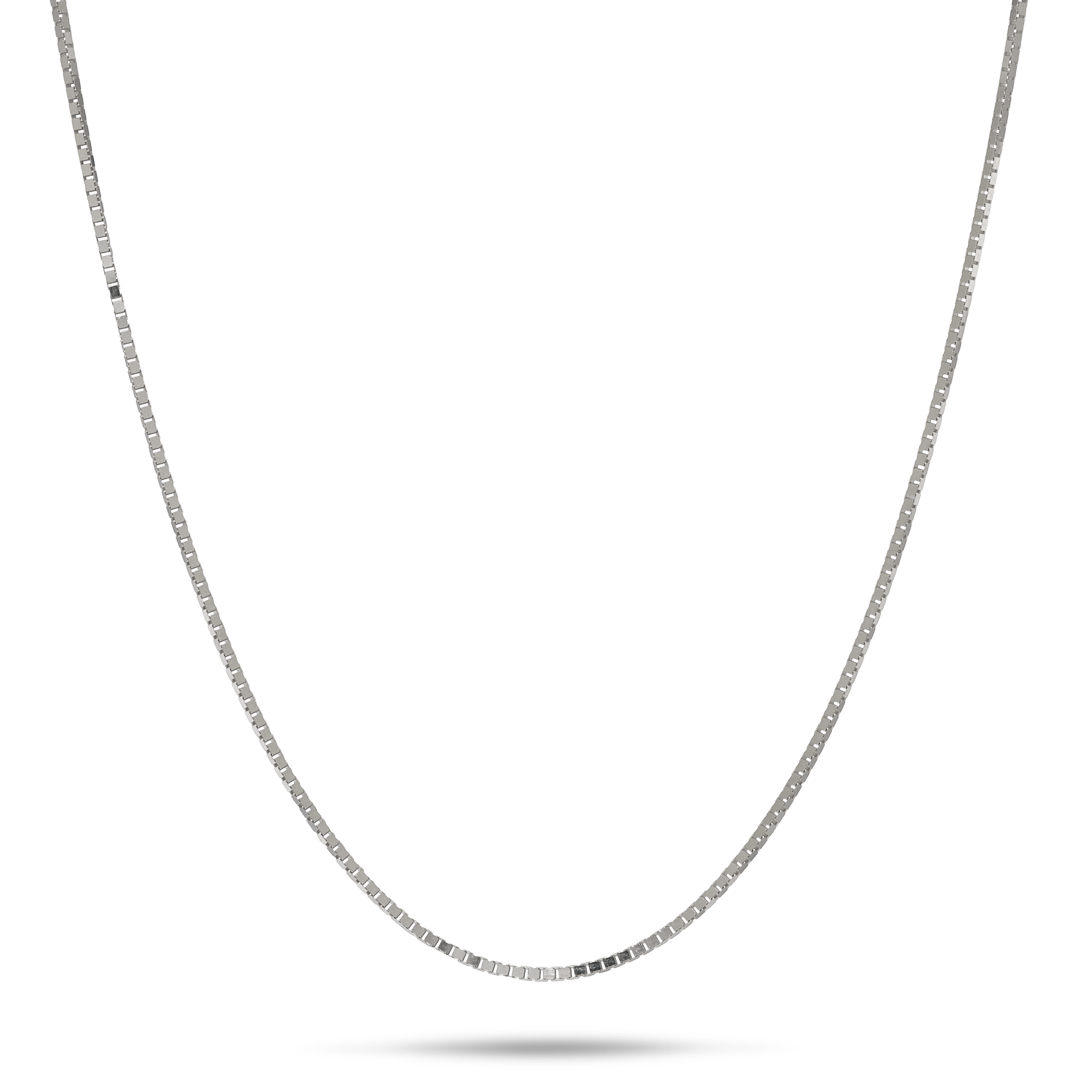0.8mm Venetian Box Chain in White Gold