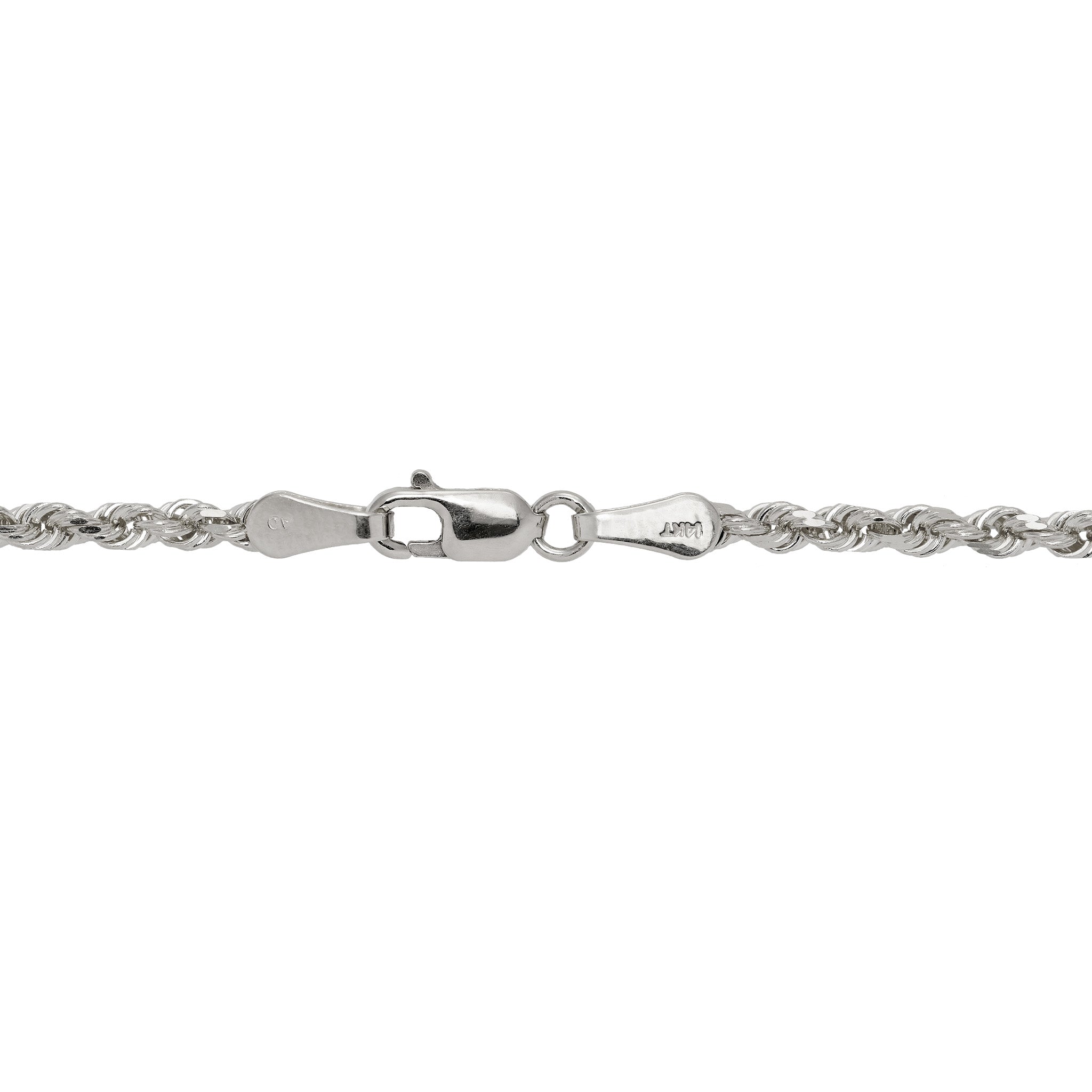 2.5mm Rope Chain in 14k White Gold with Lobster Claw Clasp