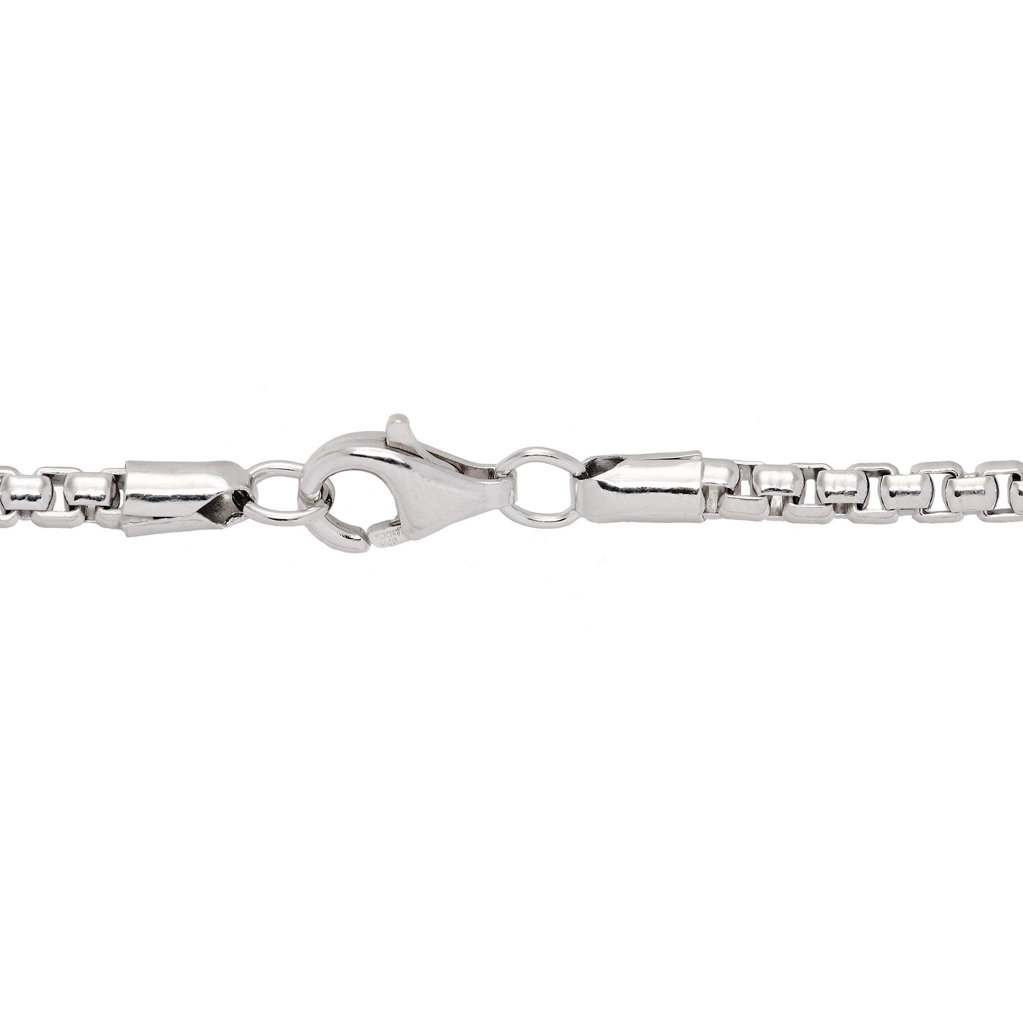 2.5mm Round Box Chain in Sterling Silver with Lobster Claw Clasp