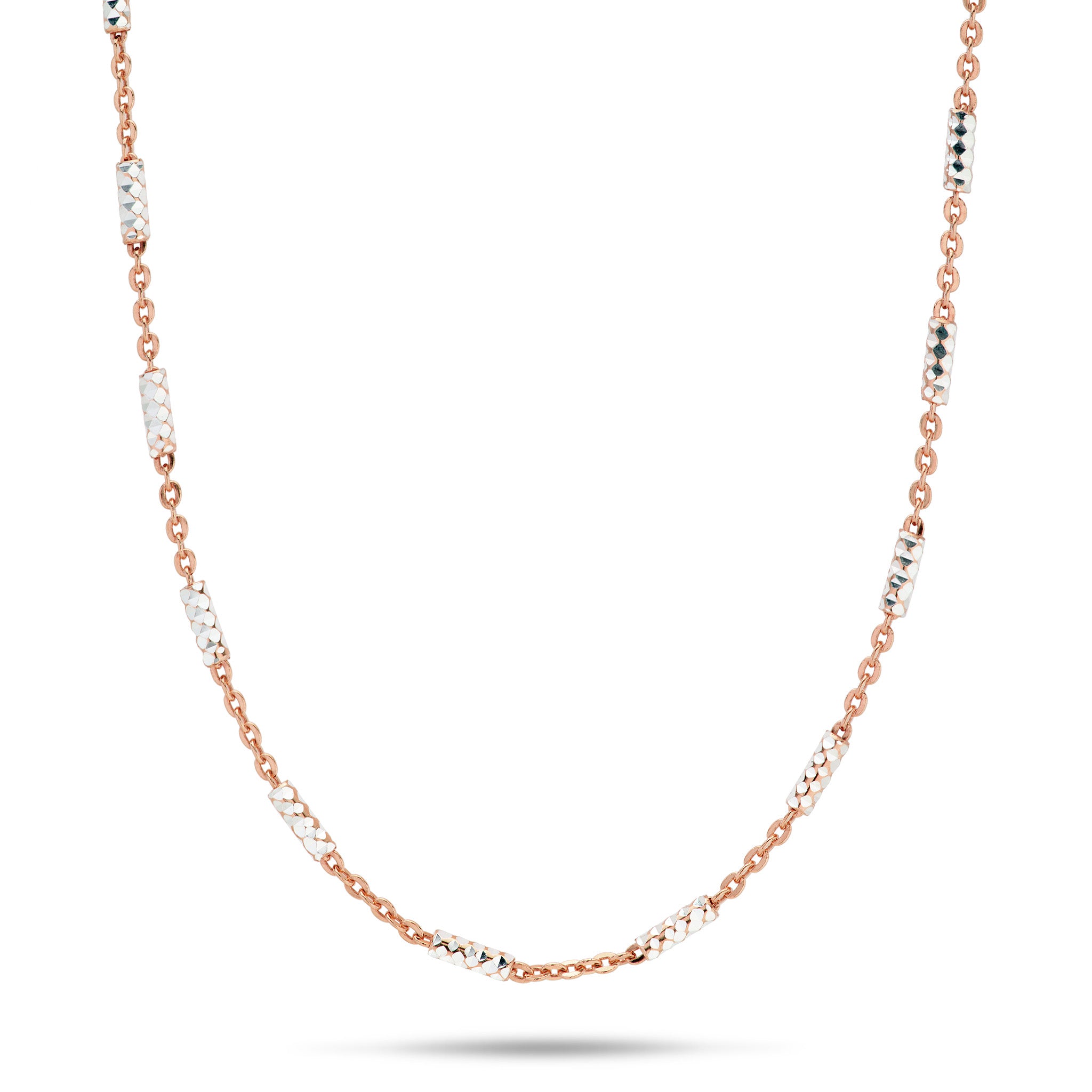 1.0mm Tube Chain in Rose Gold and Sterling Silver