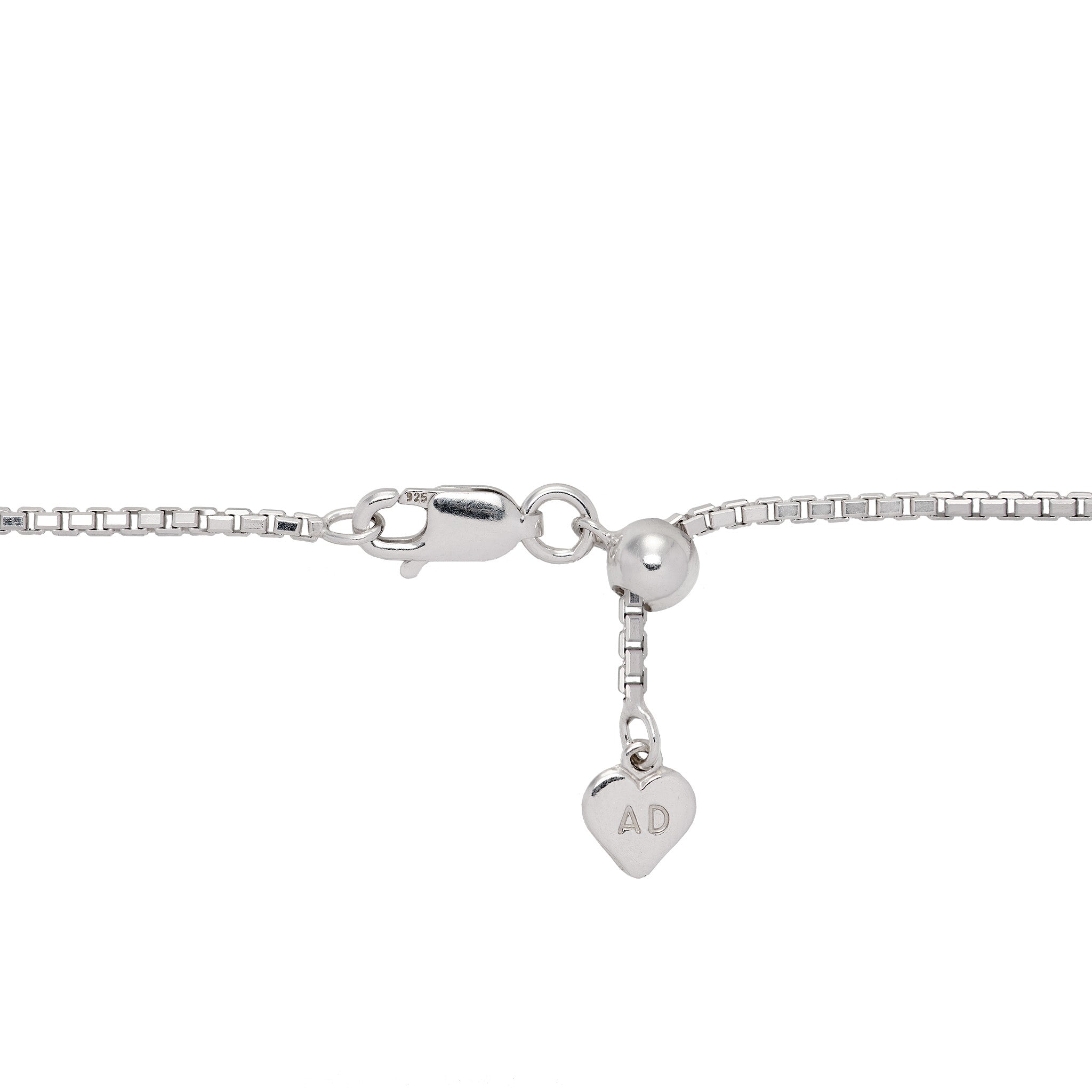 1.5mm Round Box Chain in Sterling Silver with adjustable ball mechanism