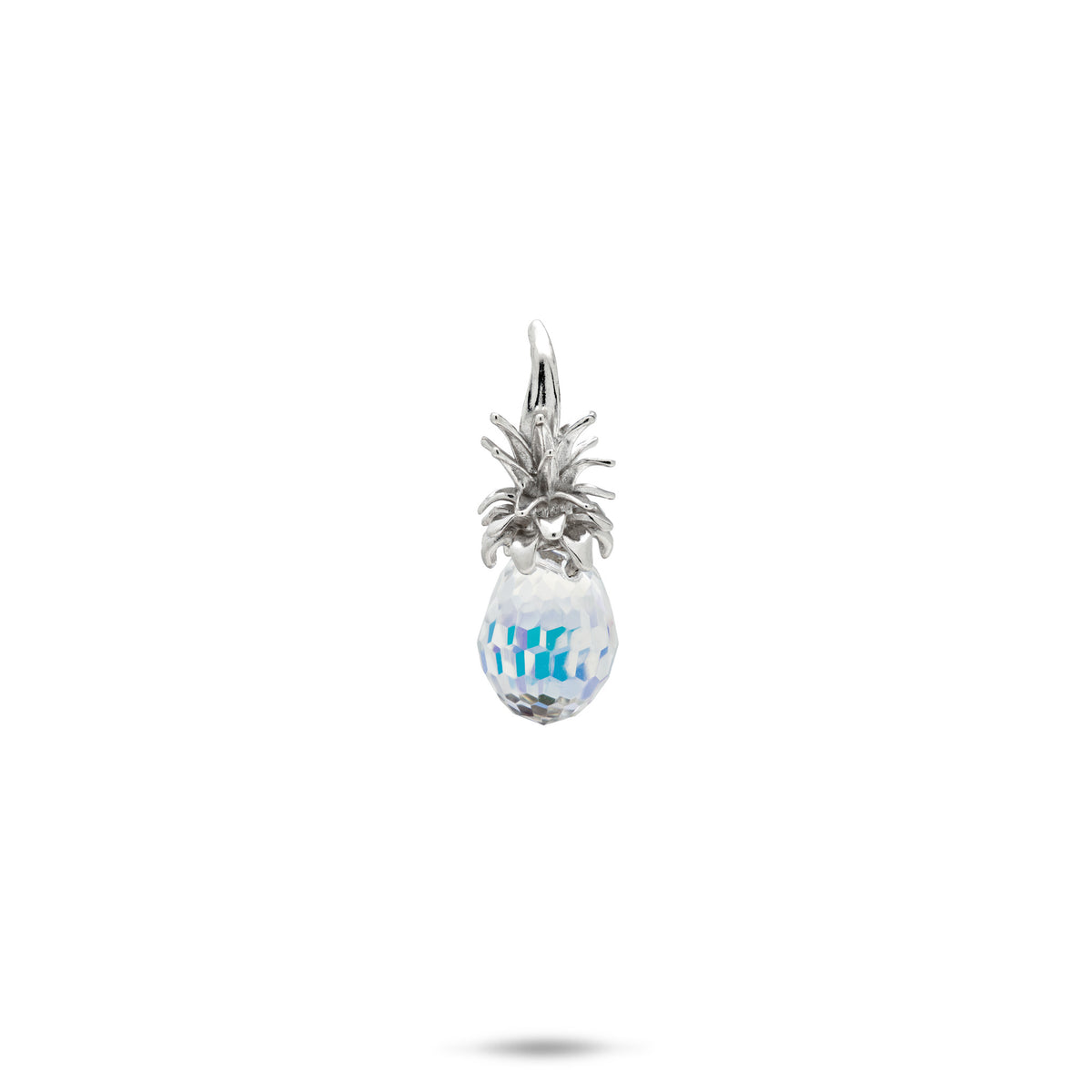 20mm Crystal Pineapple pendant with Sterling Silver crown on a white background