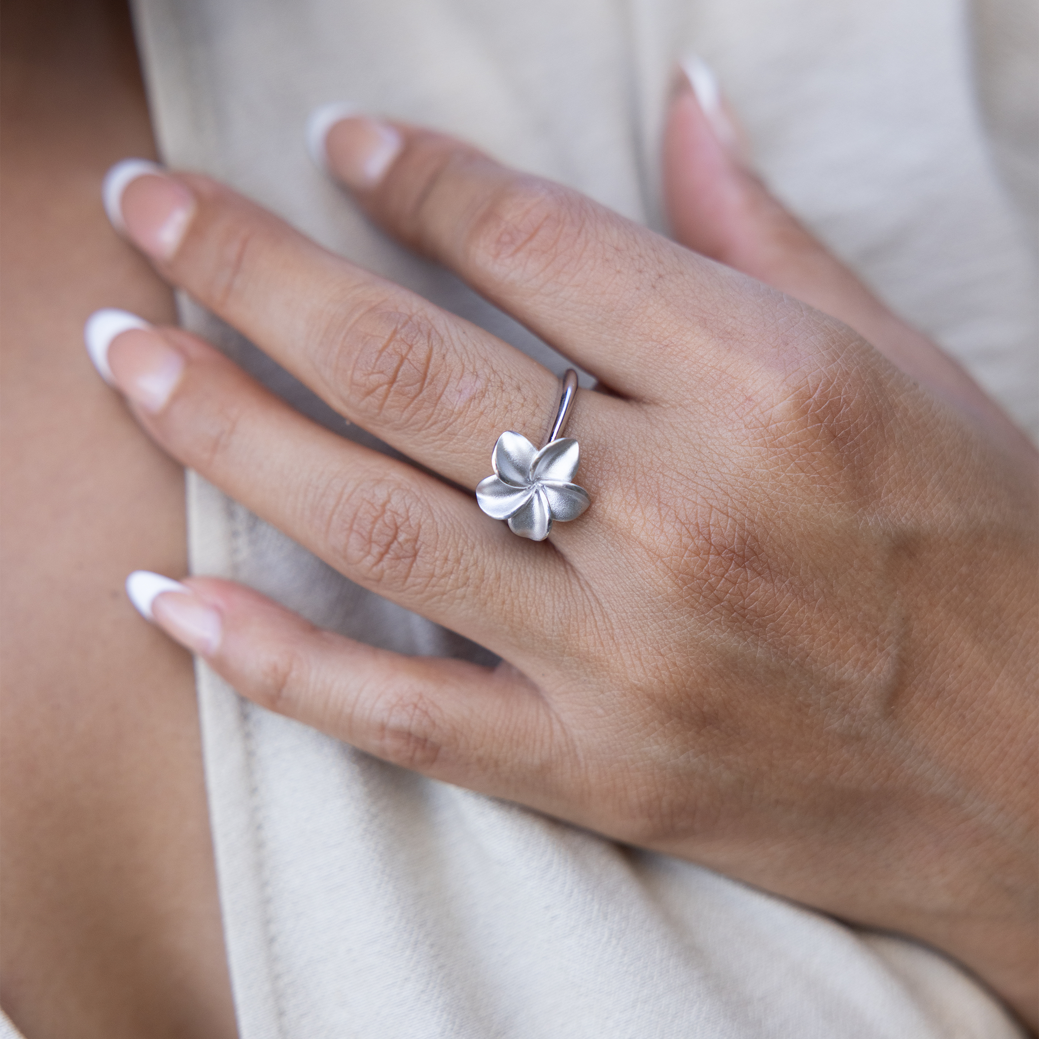 Plumeria Ring in Sterling Silver - 15mm