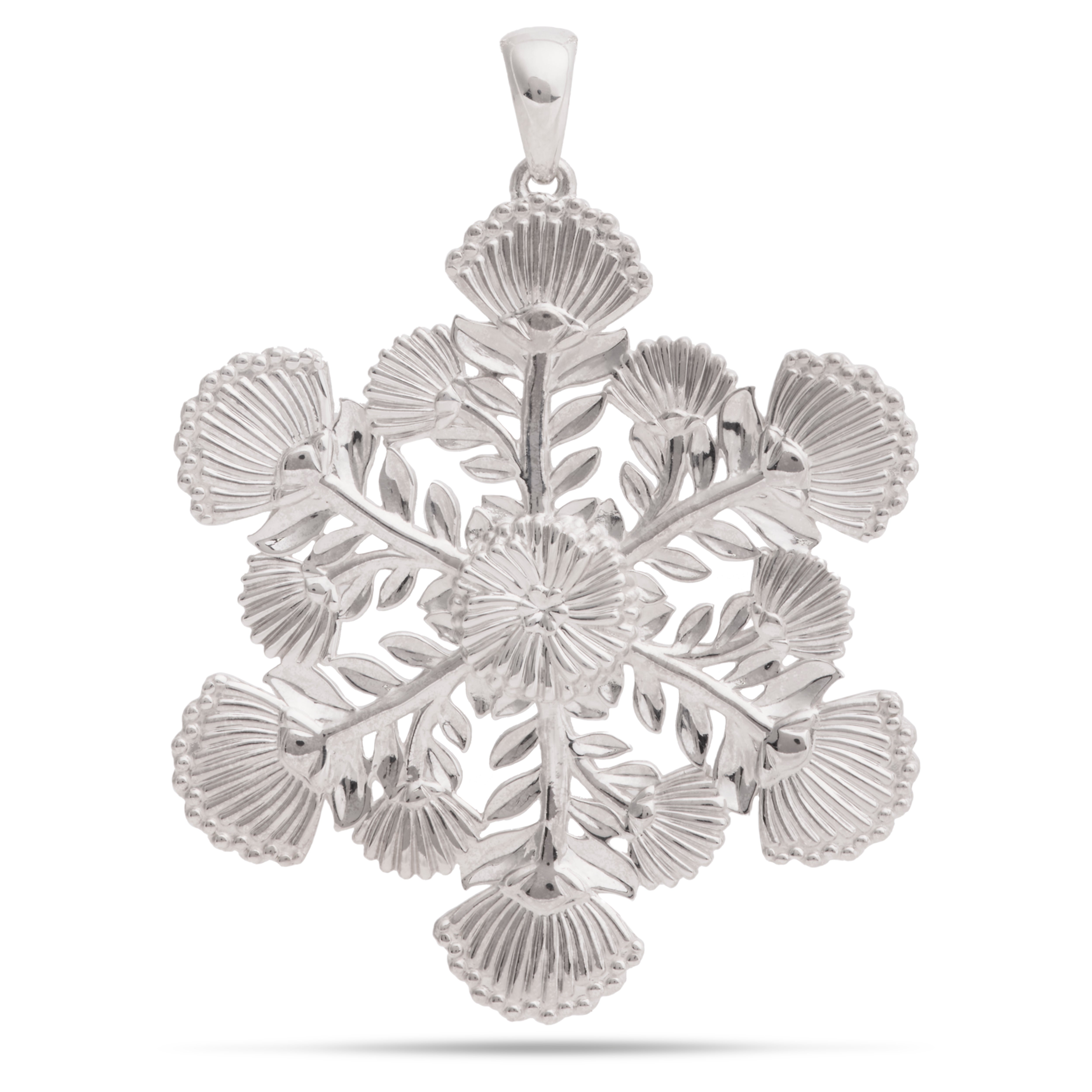 2024 Limited Edition Hawaiian Snowflake ʻŌhiʻa Lehua Ornament in Sterling Silver - 45mm