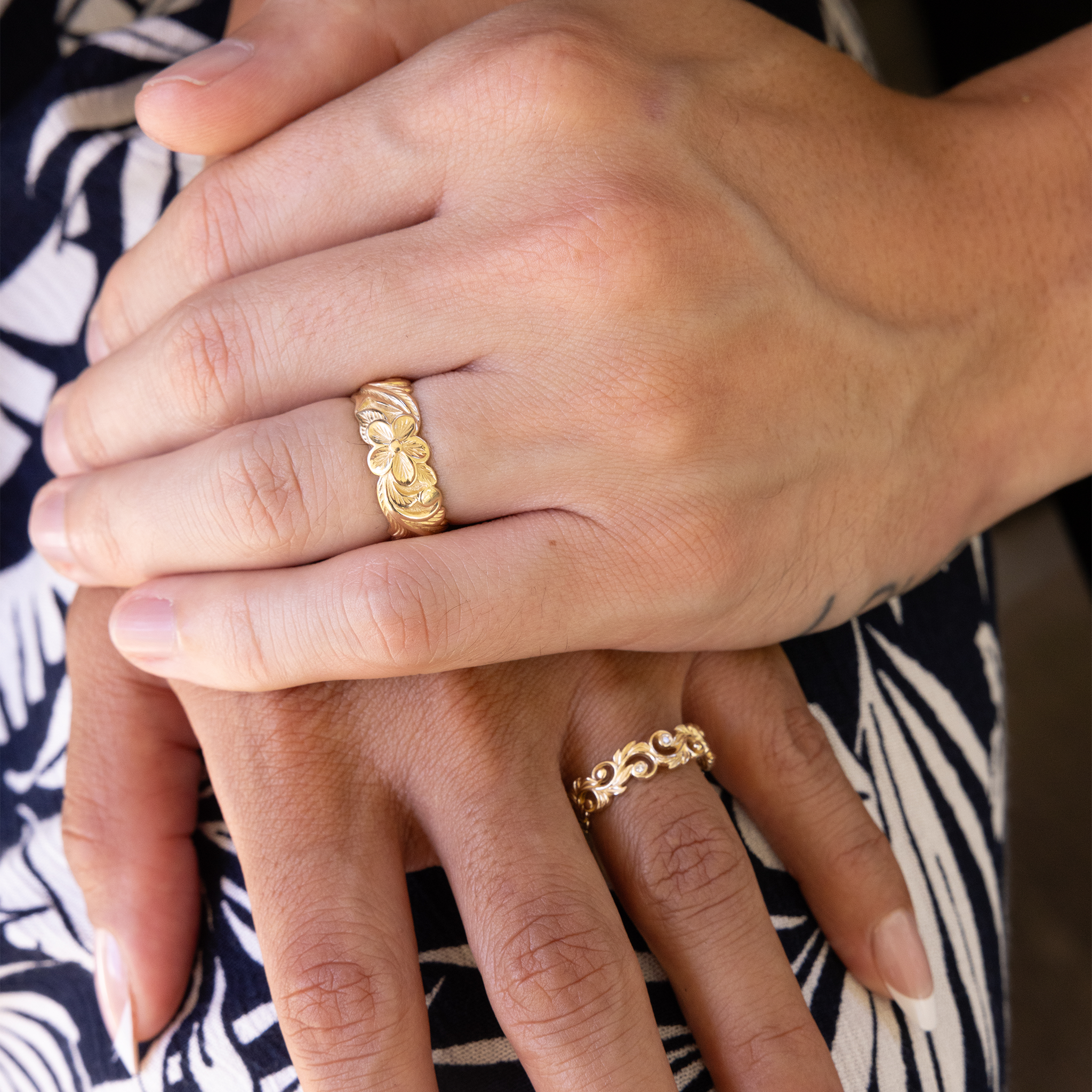 Hawaiian Heirloom Plumeria Ring in Gold - 8mm