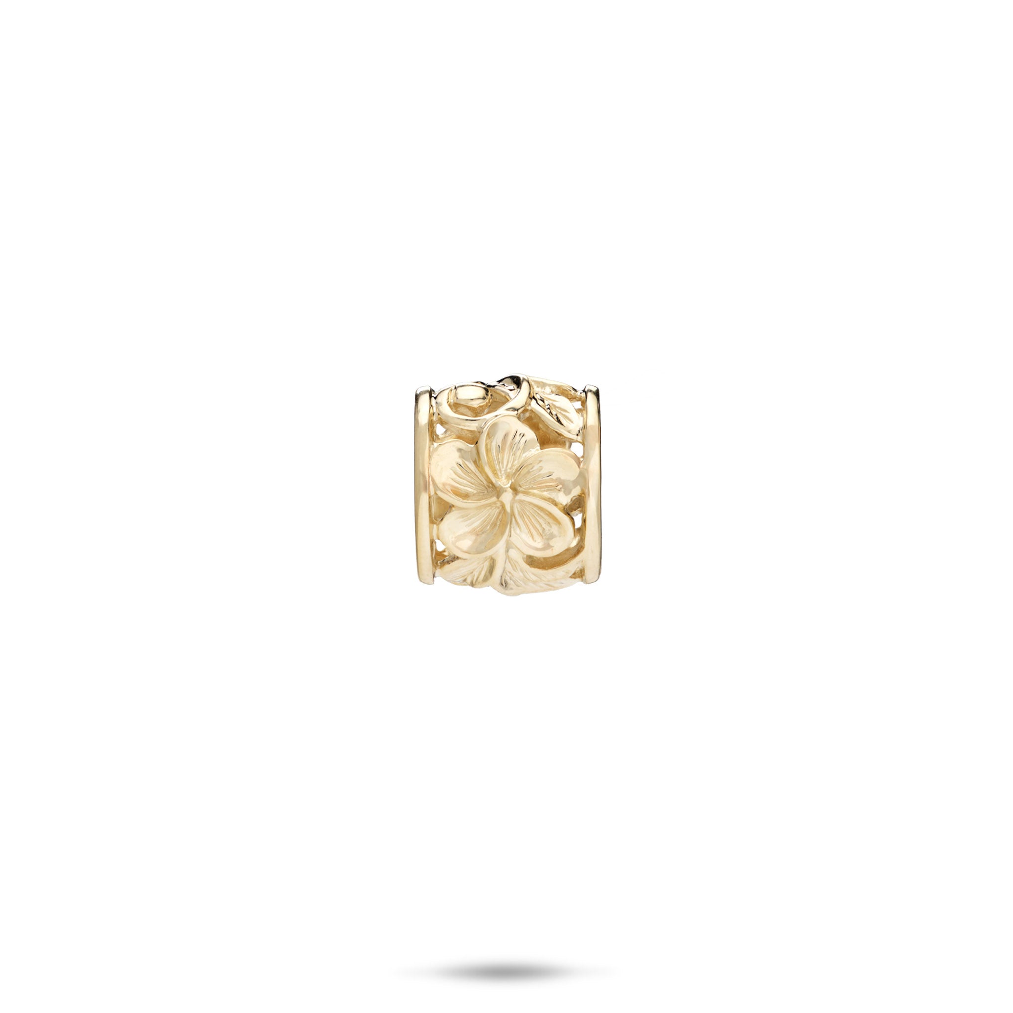 Hawaiian Heirloom Plumeria Barrel Pendant in Gold - 11mm