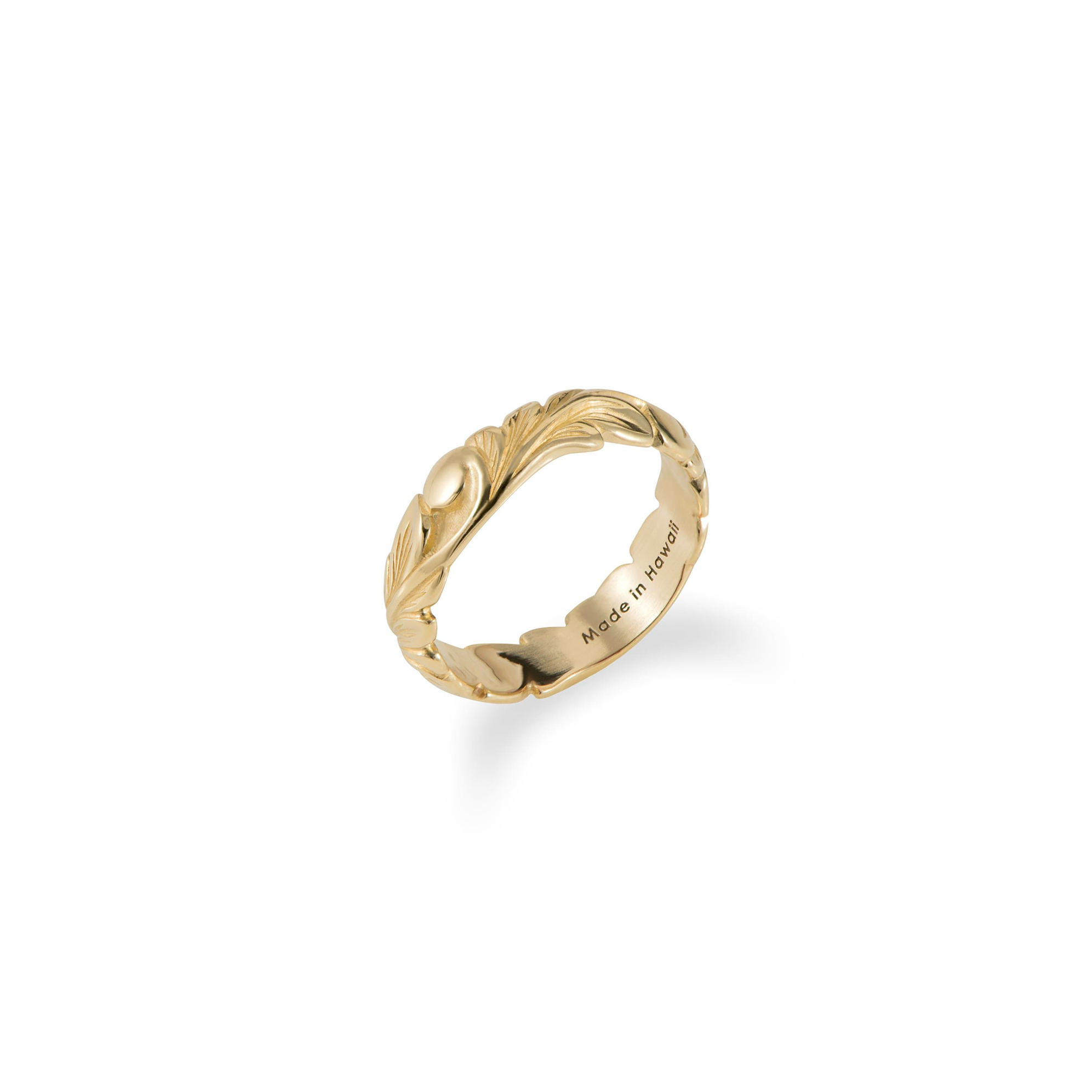 Hawaiian Heirloom Old English Scroll Ring in Gold - 4.5mm