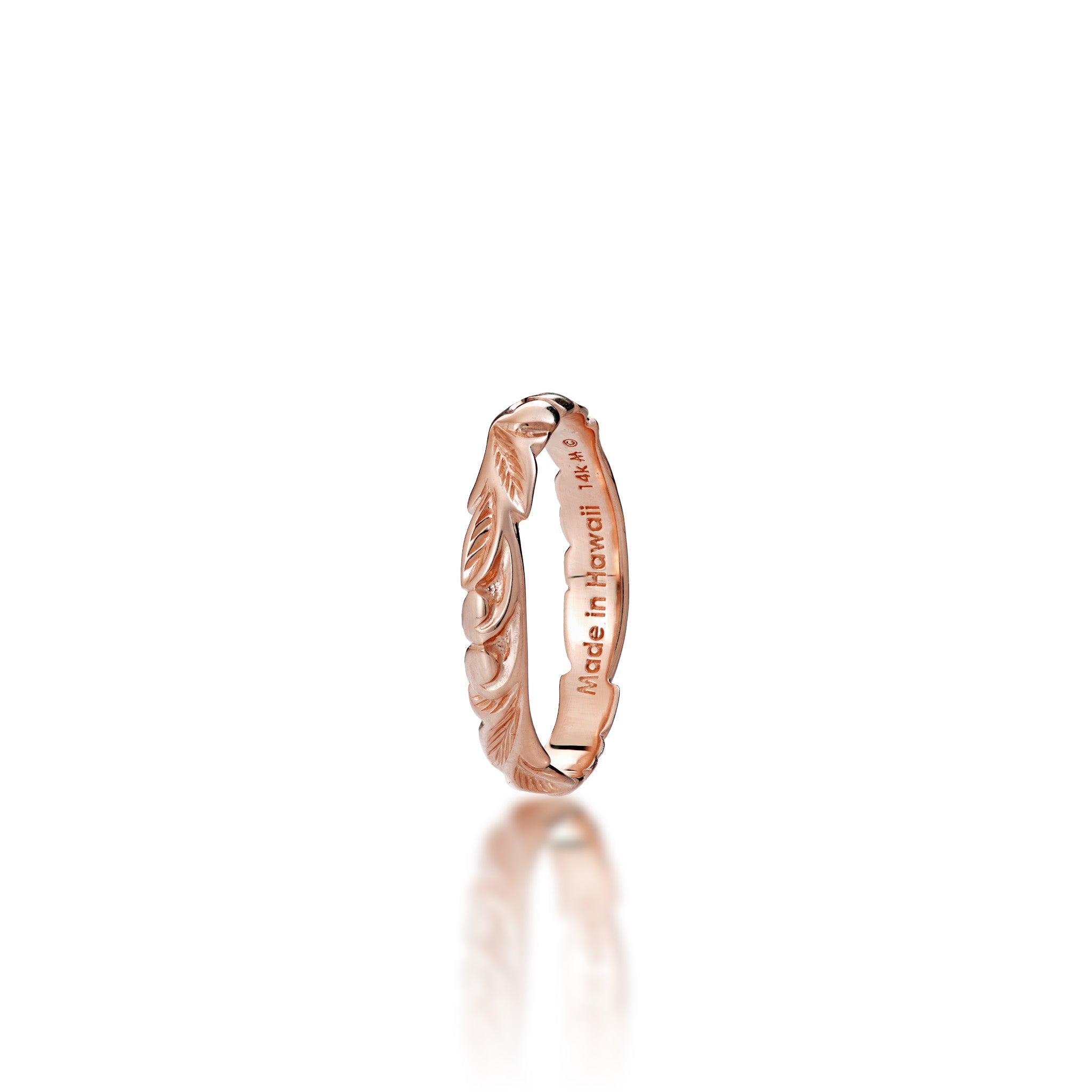 Hawaiian Heirloom Old English Scroll Ring in Rose Gold - 3mm