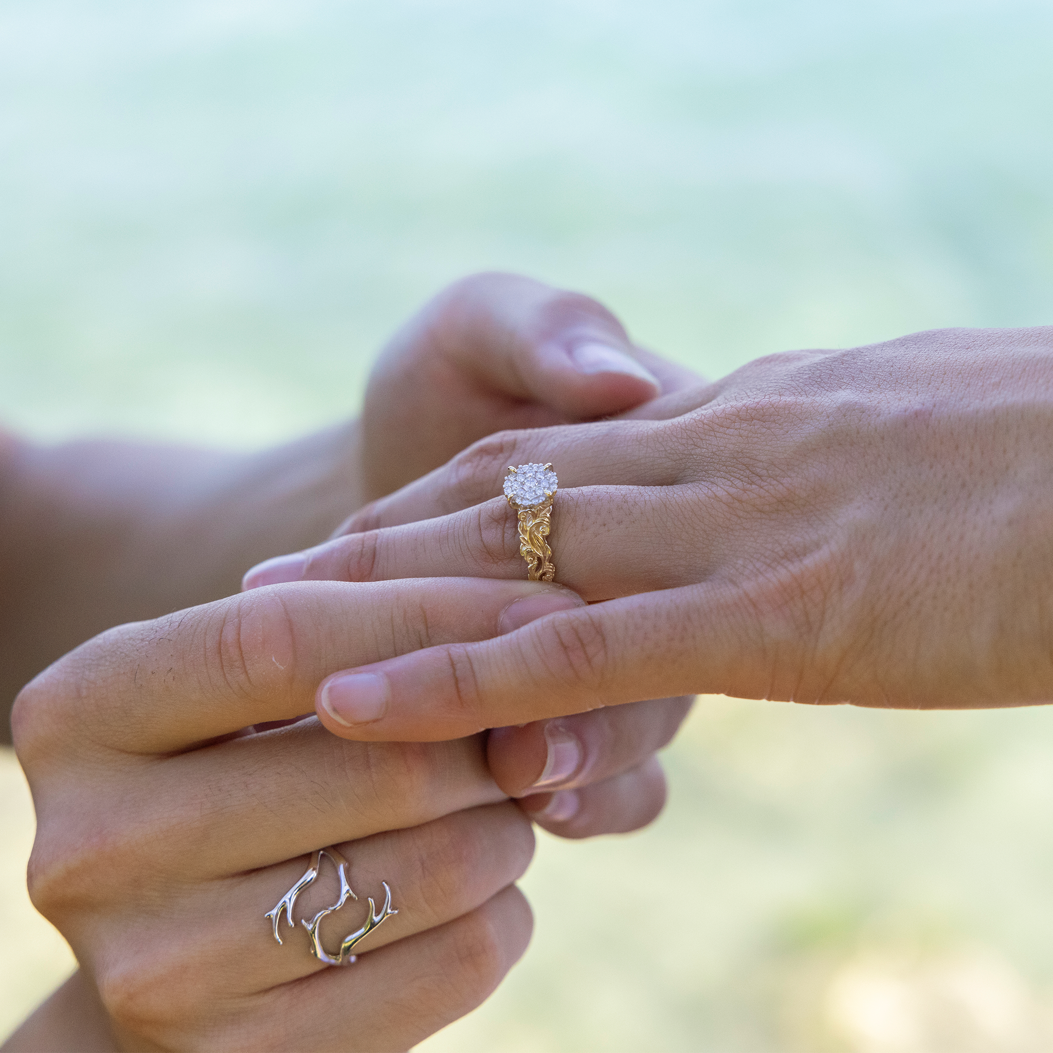 Living Heirloom Engagement Ring in Gold with Diamonds