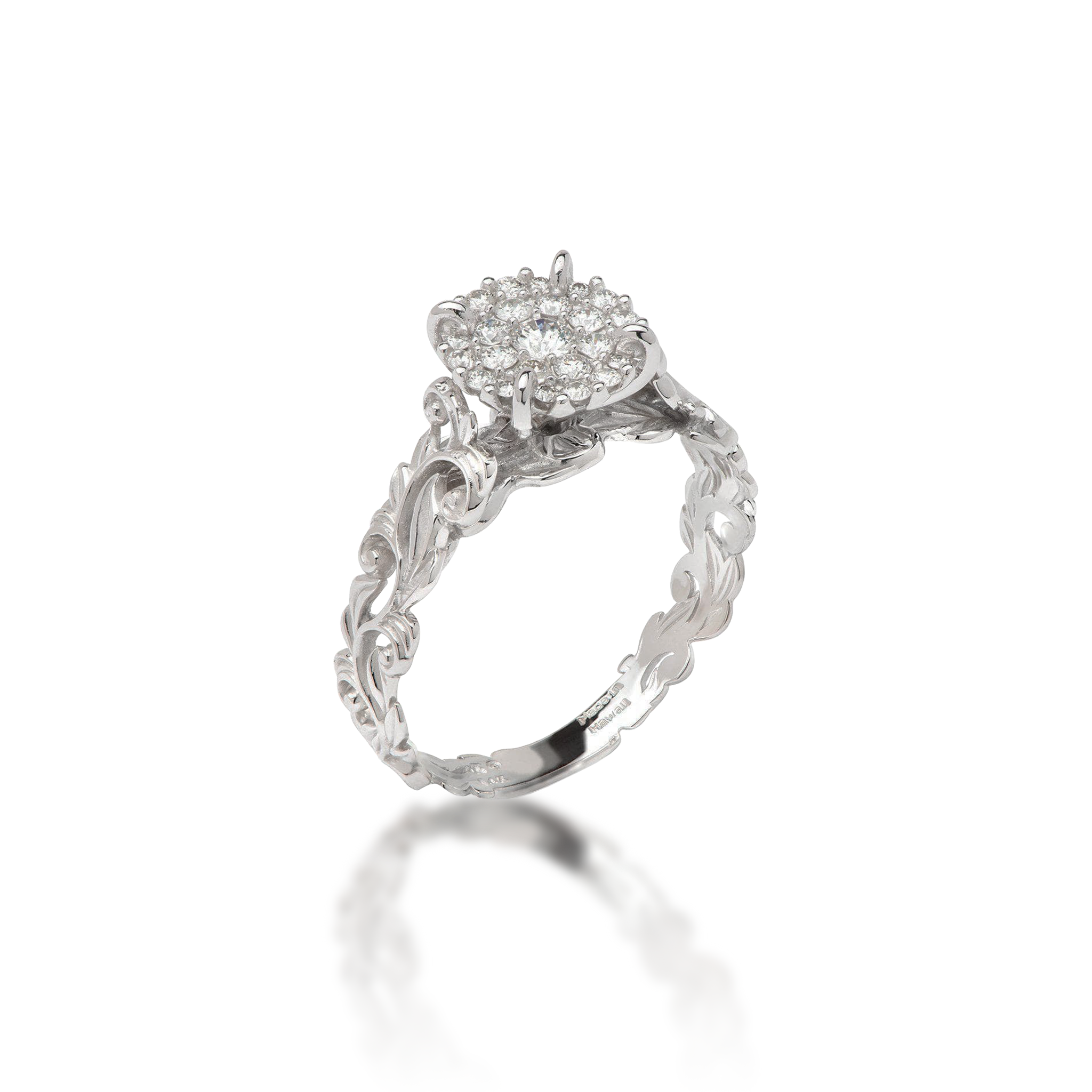 Living Heirloom Engagement Ring in White Gold with Diamonds