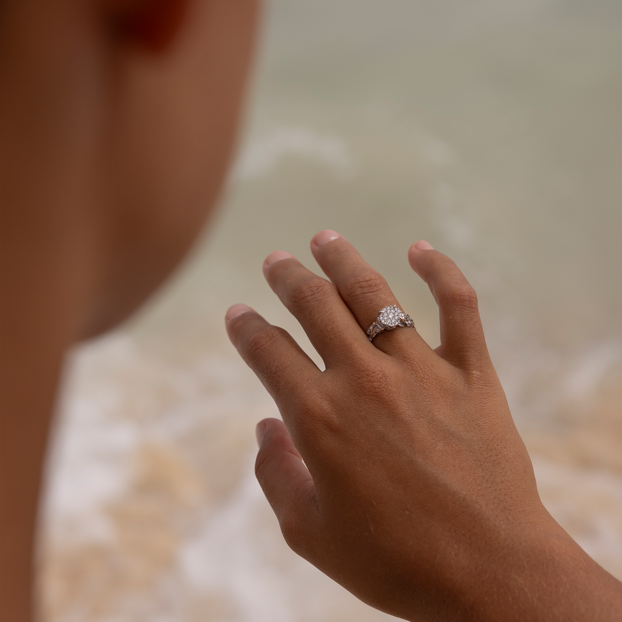 Living Heirloom Engagement Ring in White Gold with Diamonds