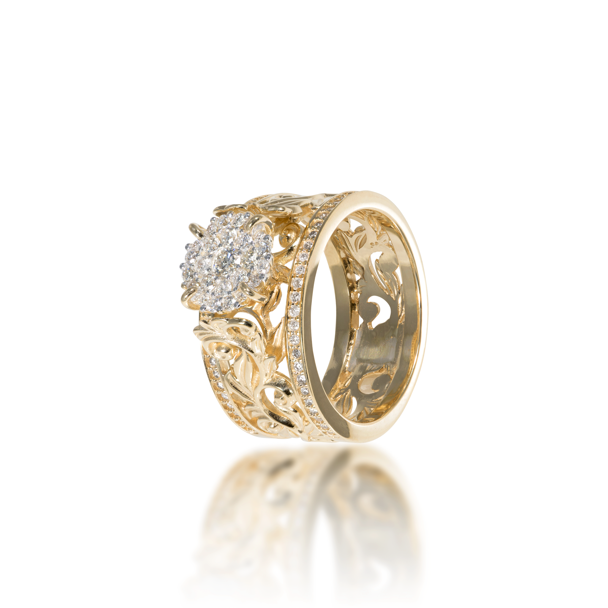 Living Heirloom Engagement Ring in Gold with Diamonds - 10mm