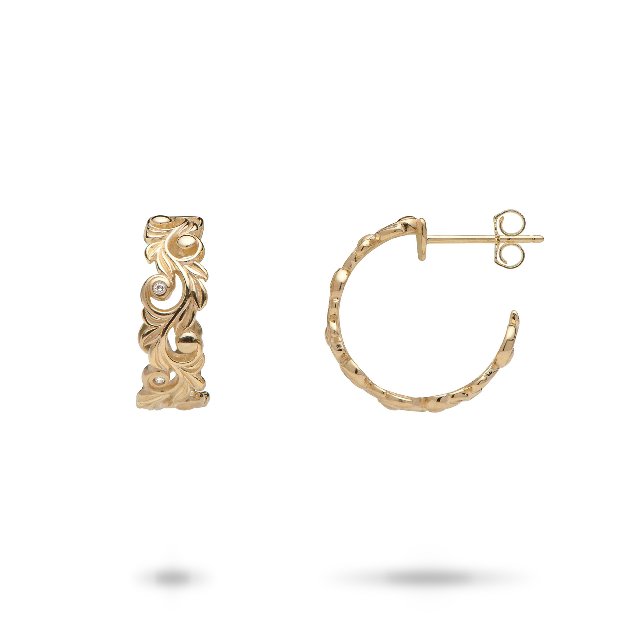 Living Heirloom Hoop Earrings in Gold with Diamonds - 6mm