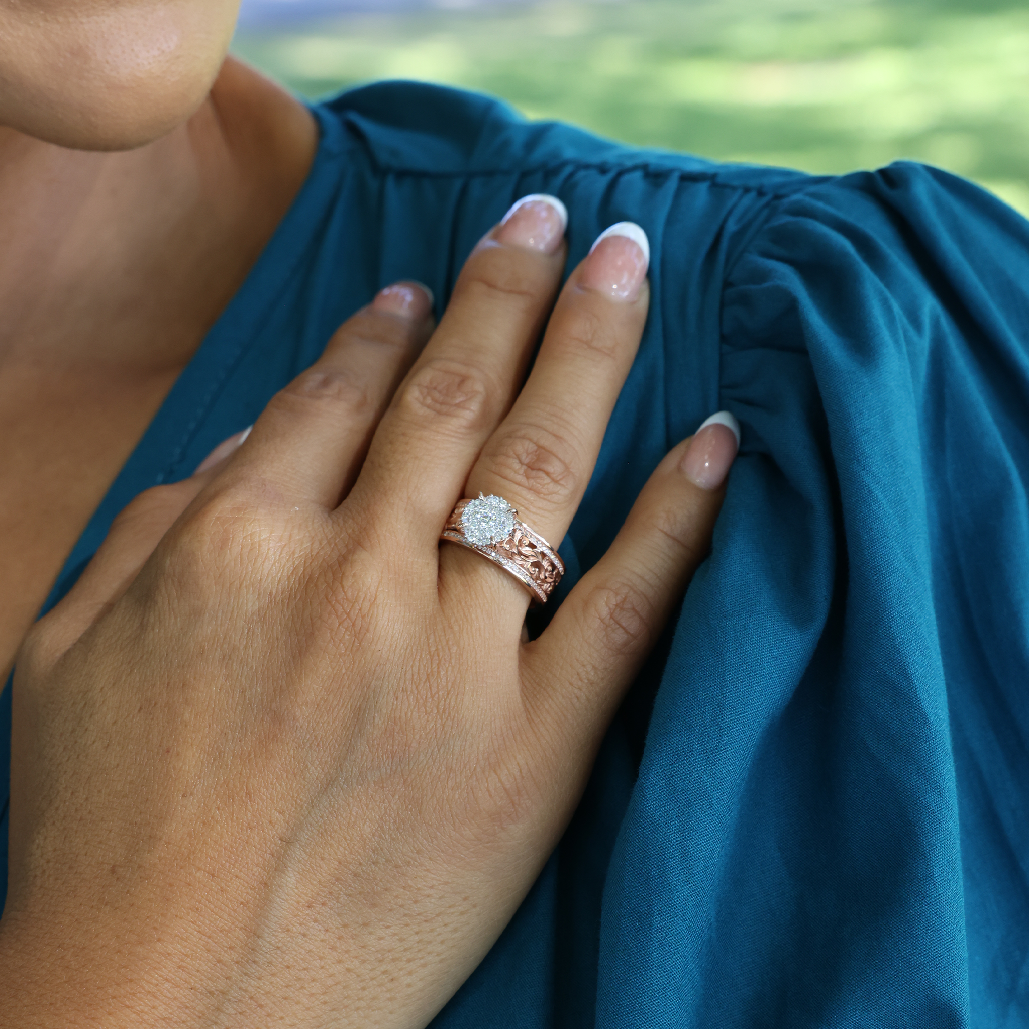 Living Heirloom Engagement Ring in Rose Gold with Diamonds - 7mm