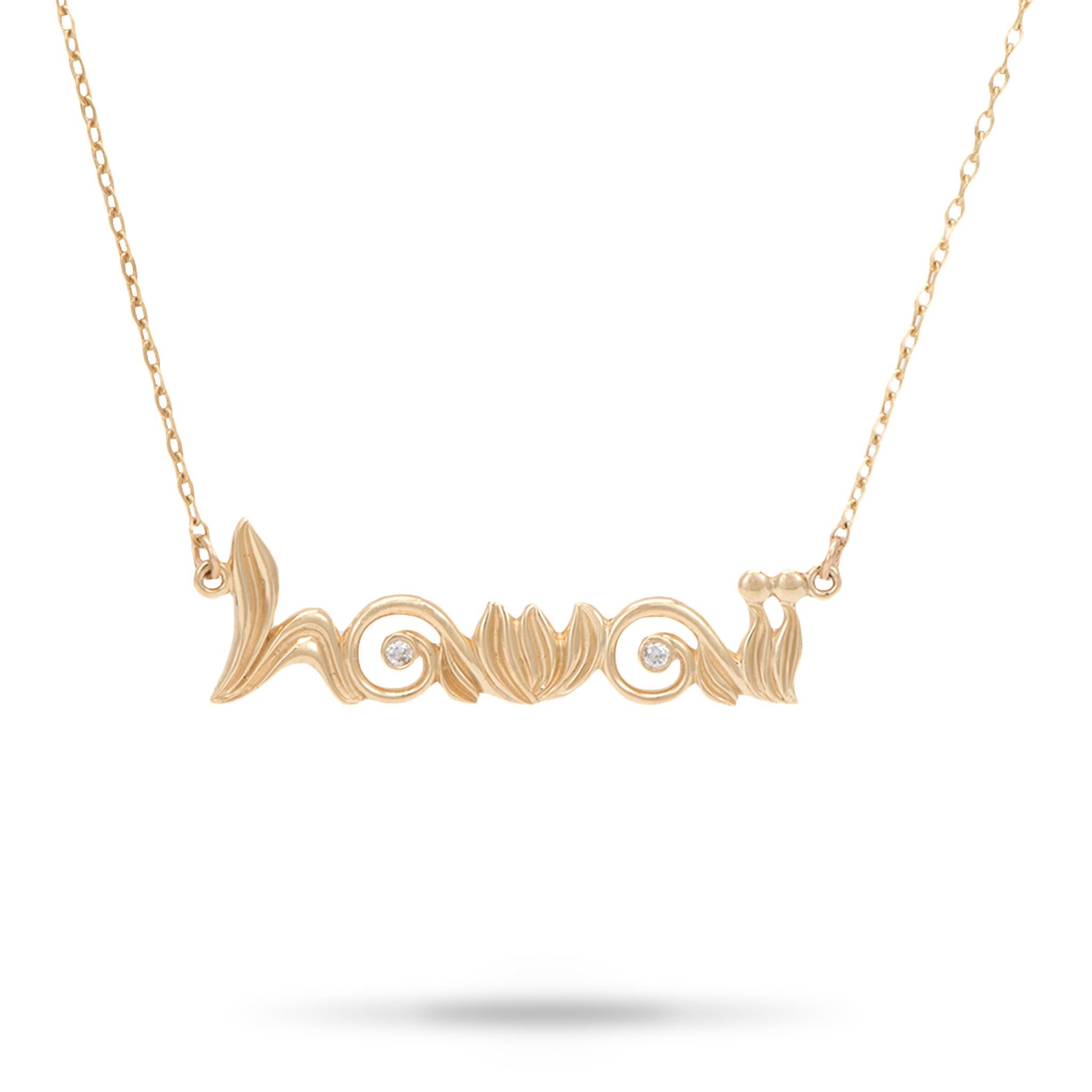 16-18" Adjustable Living Heirloom Hawaii Necklace in Gold with Diamond