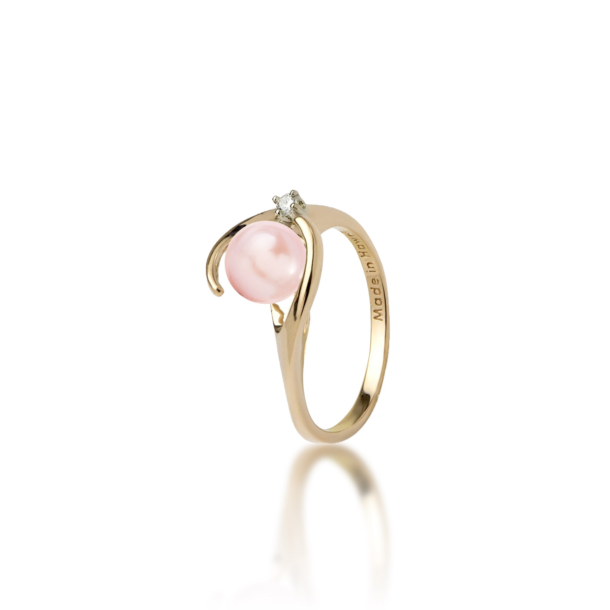 Pick A Pearl Caressing Hands Ring in Gold with Diamond