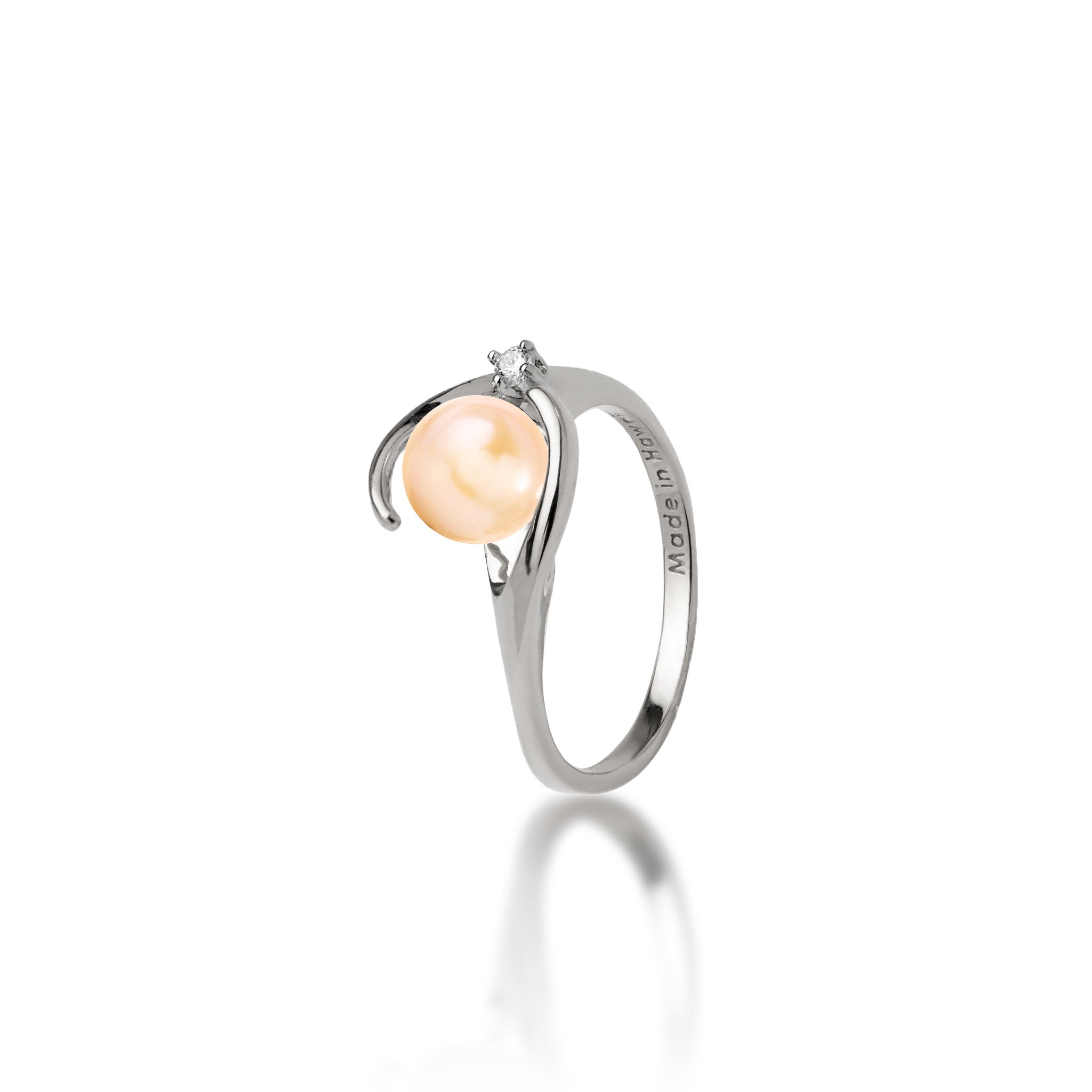 Pick A Pearl Caressing Hands Ring in White Gold with Diamond