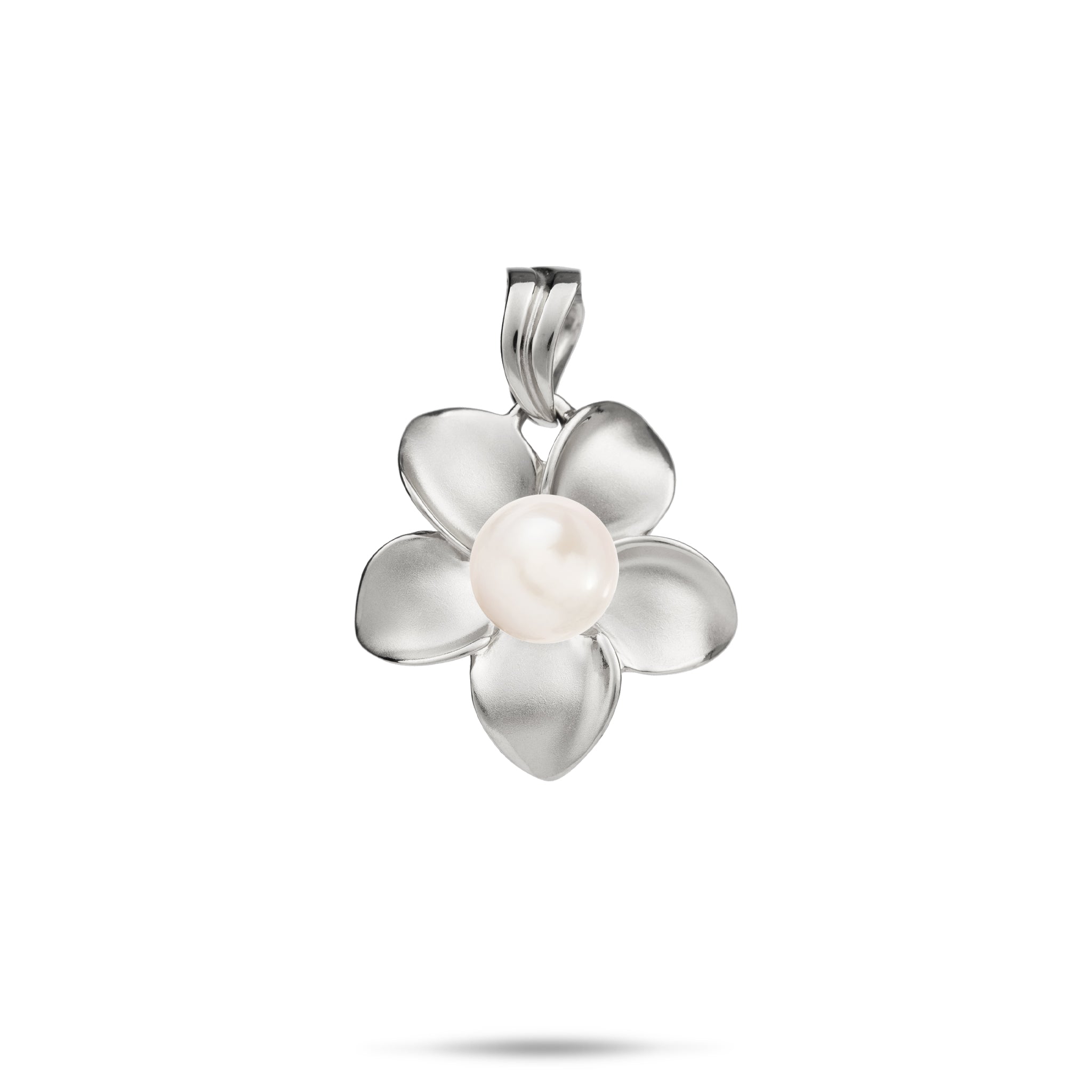 Pick A Pearl Plumeria Pendant in White Gold - 18mm