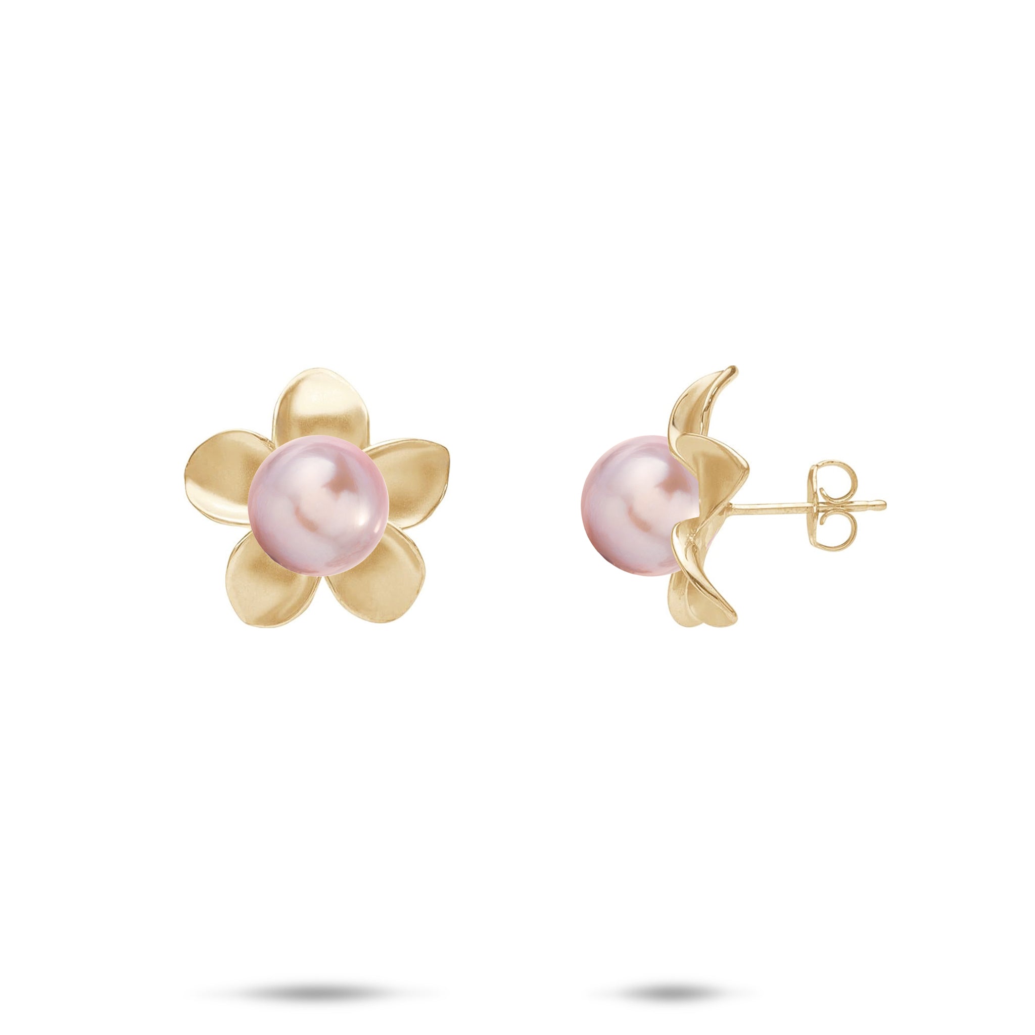 Pick A Pearl Plumeria Earrings in Gold - 13mm
