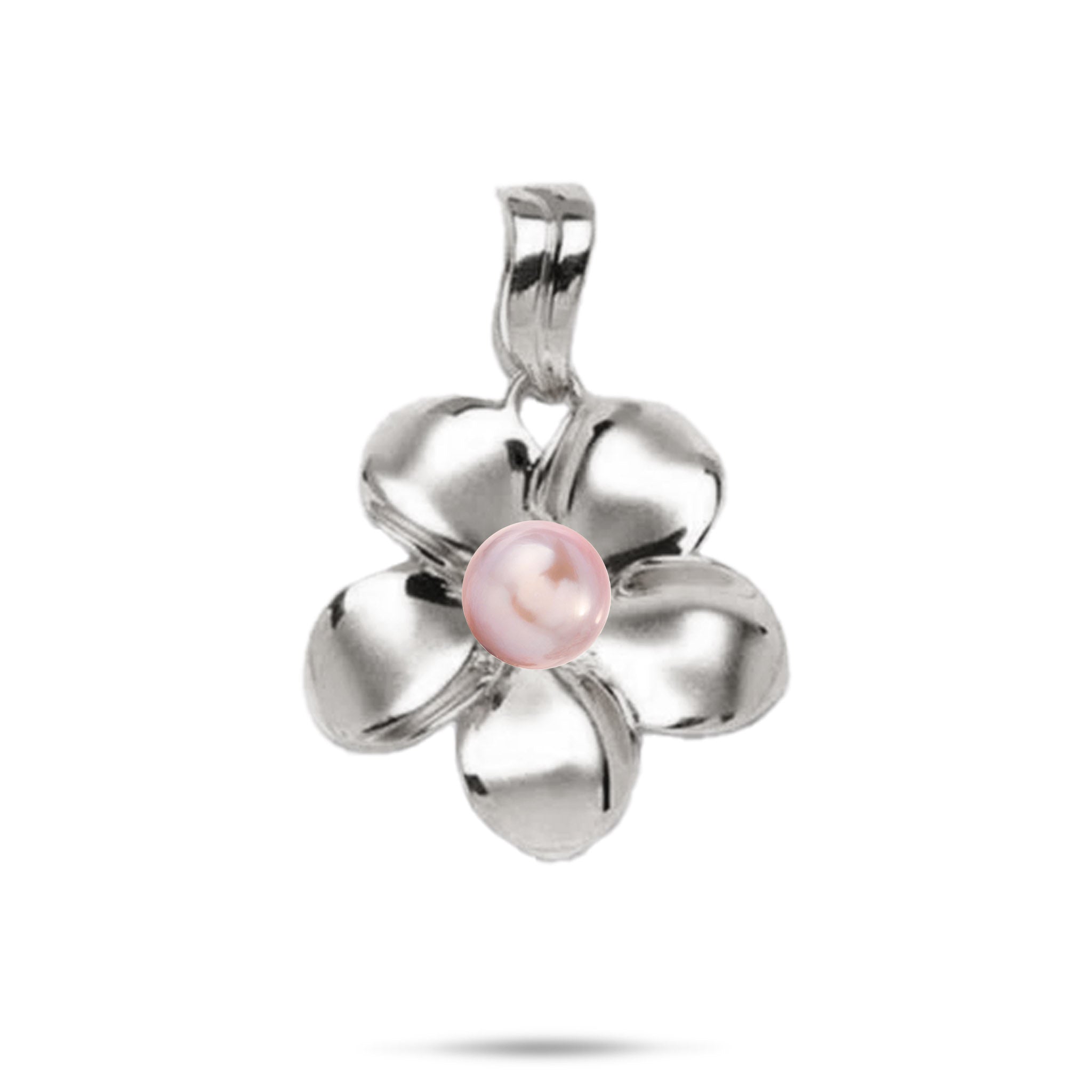 Pick A Pearl Plumeria Pendant in White Gold - 23mm