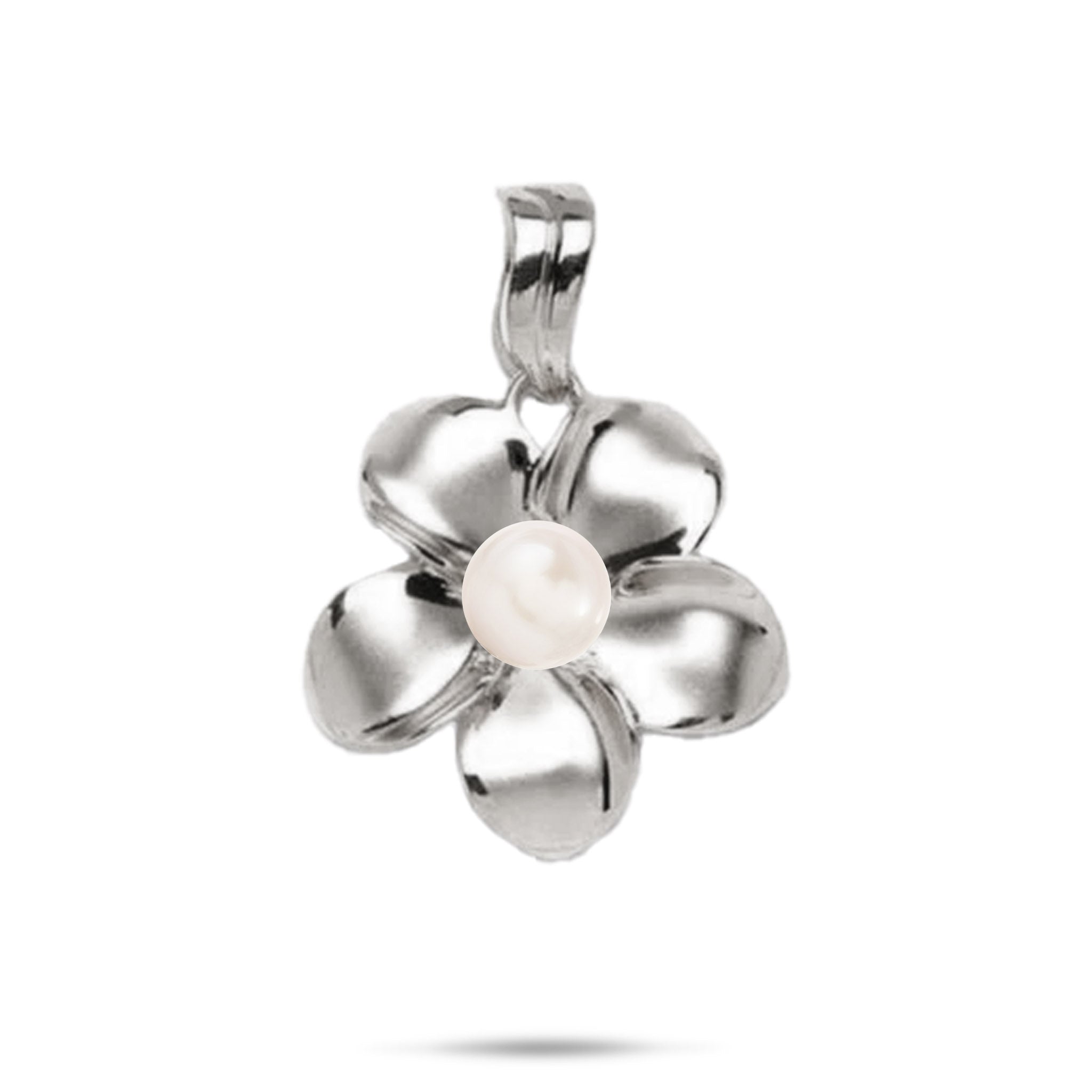 Pick A Pearl Plumeria Pendant in White Gold - 23mm