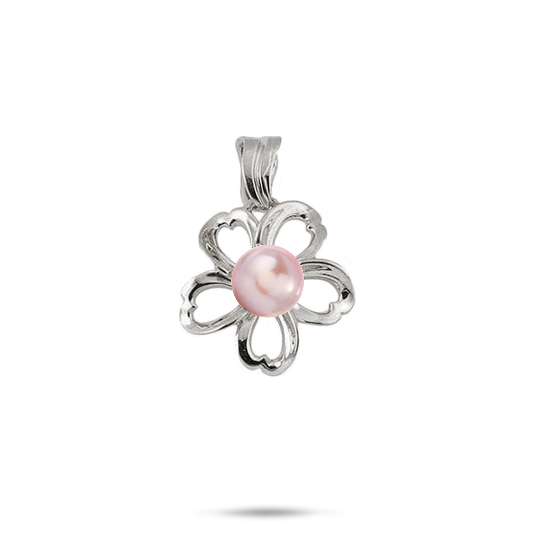 Pick A Pearl Plumeria Pendant in White Gold - 17mm