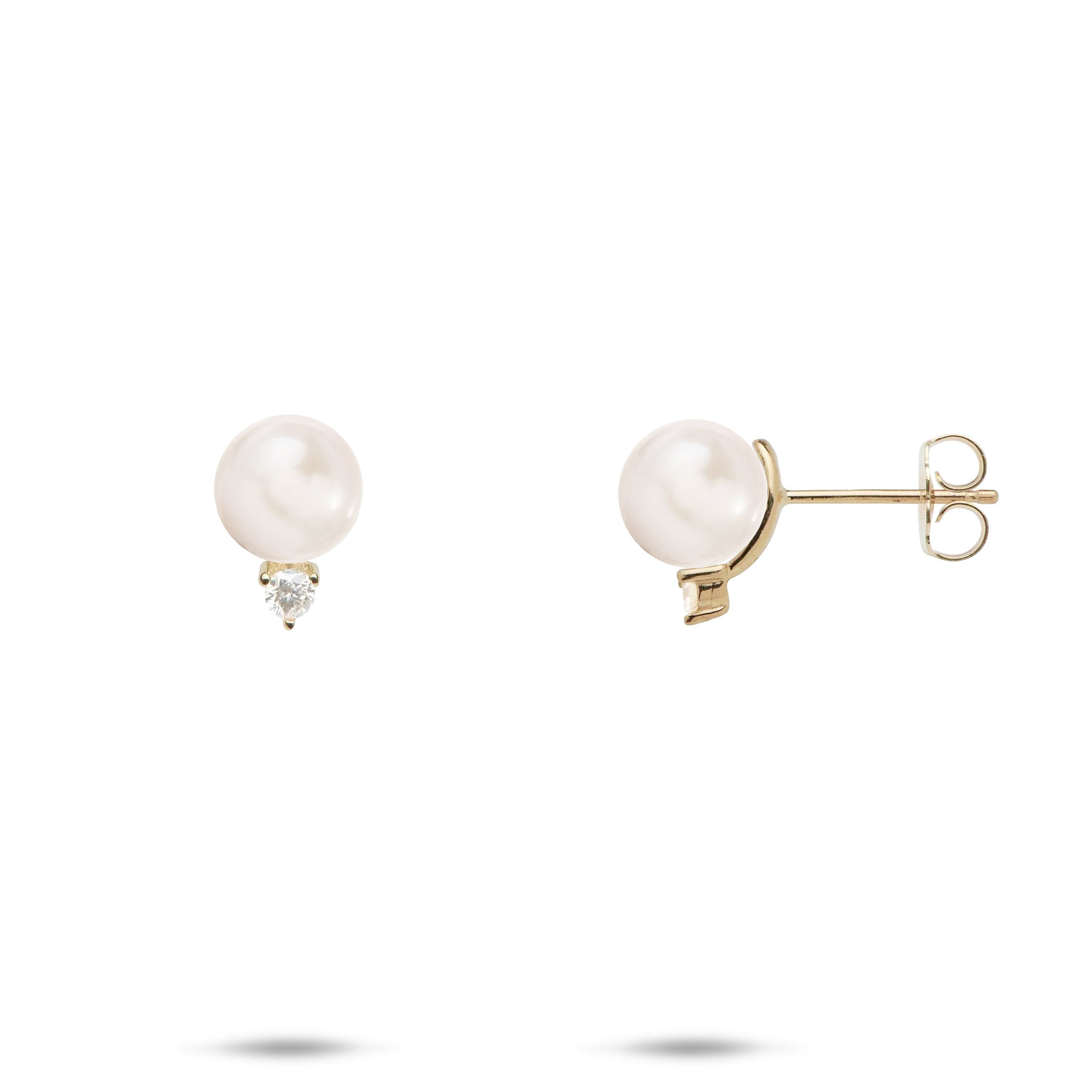 Pick A Pearl Earrings in Gold with Diamonds