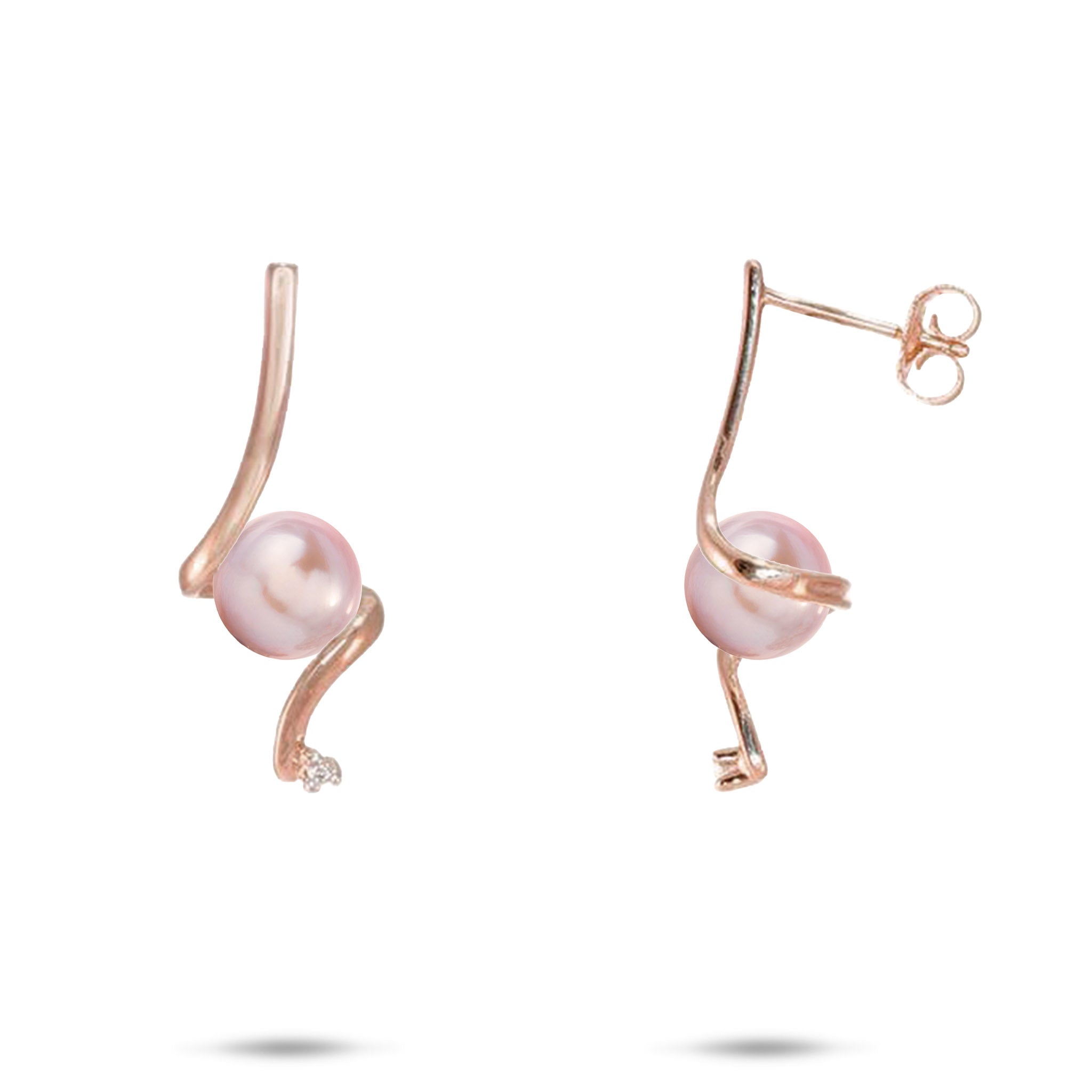 Pick A Pearl Waterfall Earrings in Rose Gold with Diamonds