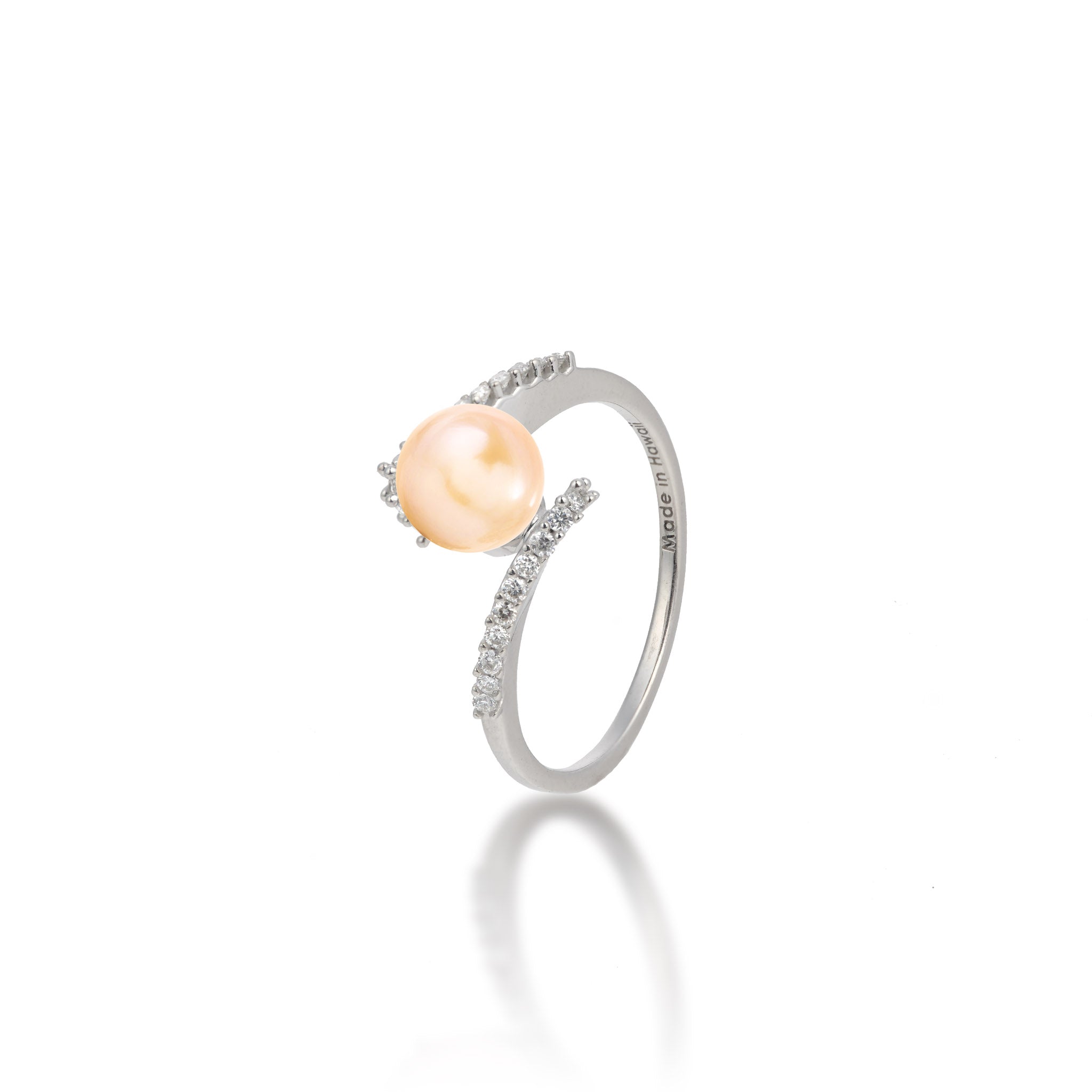 Pick A Pearl Bypass Ring in White Gold with Diamonds