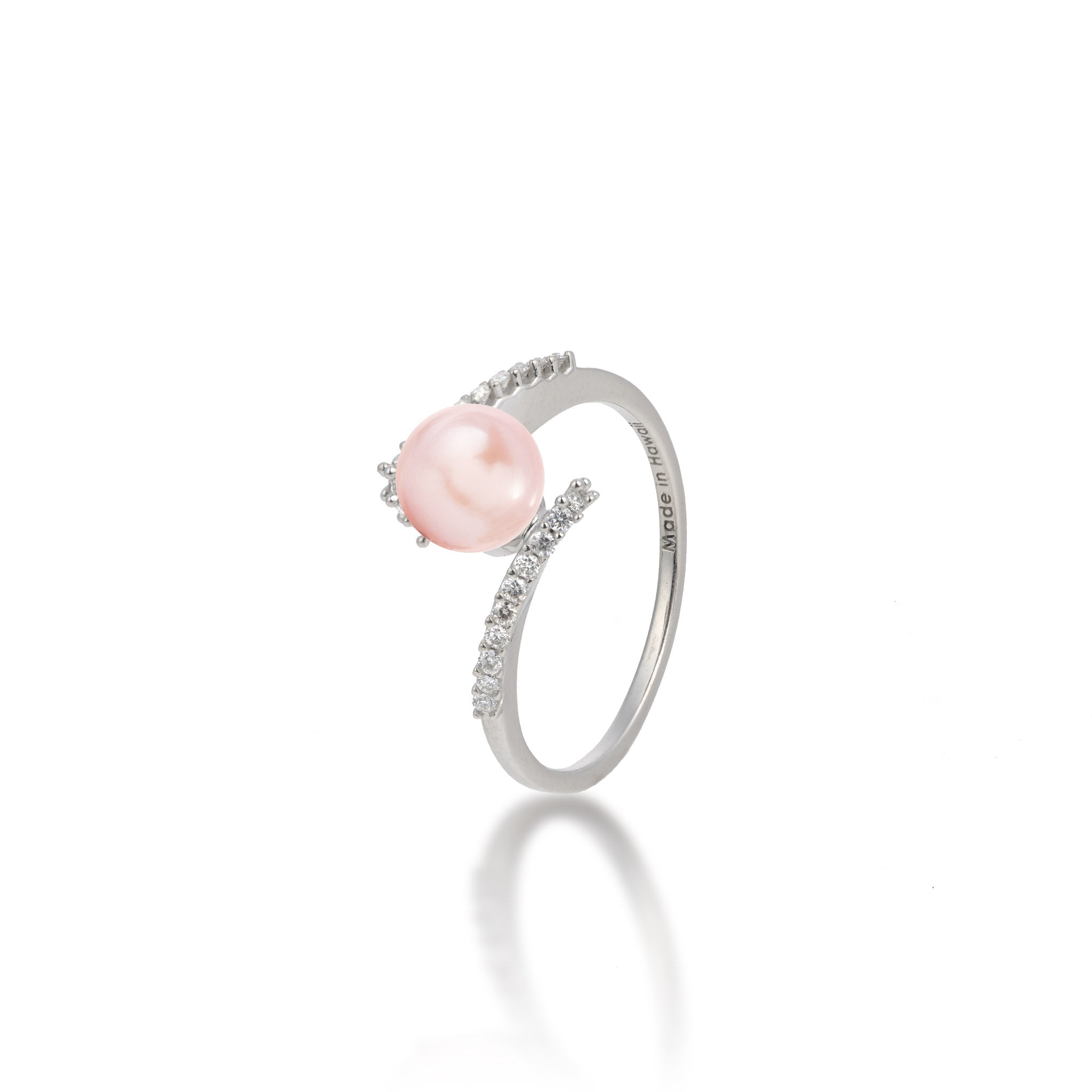 Pick A Pearl Bypass Ring in White Gold with Diamonds