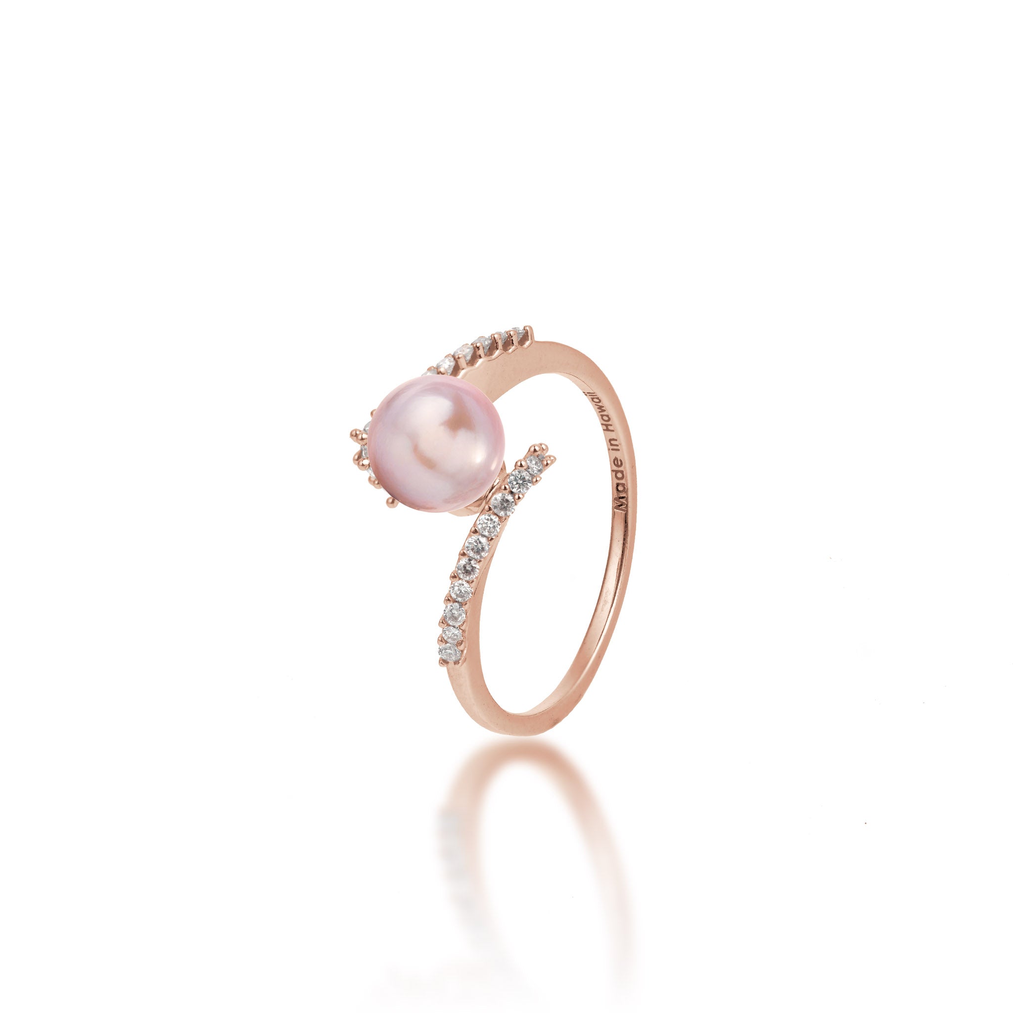 Pick A Pearl Bypass Ring in Rose Gold with Diamonds