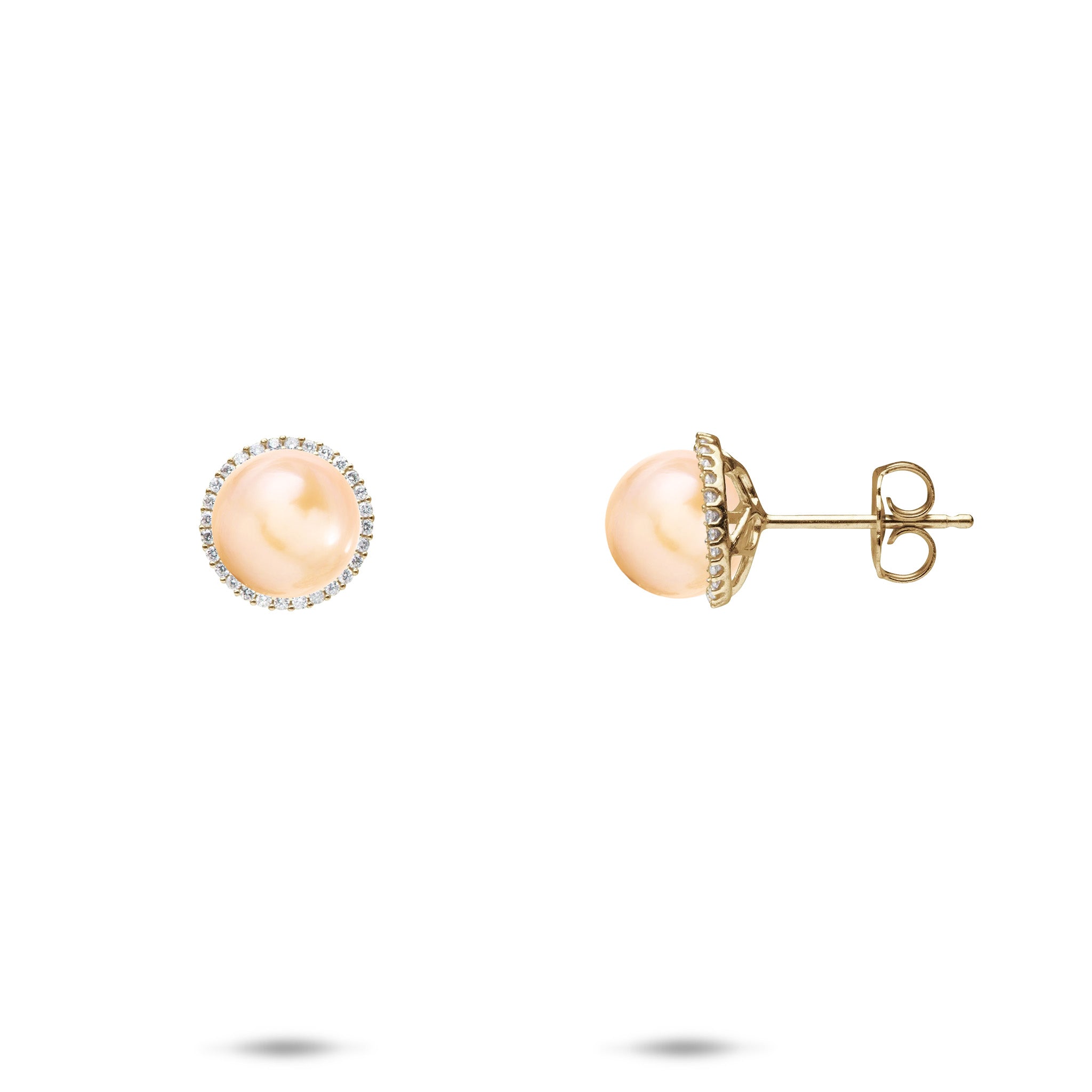 Pick A Pearl Halo Earrings in Gold with Diamonds
