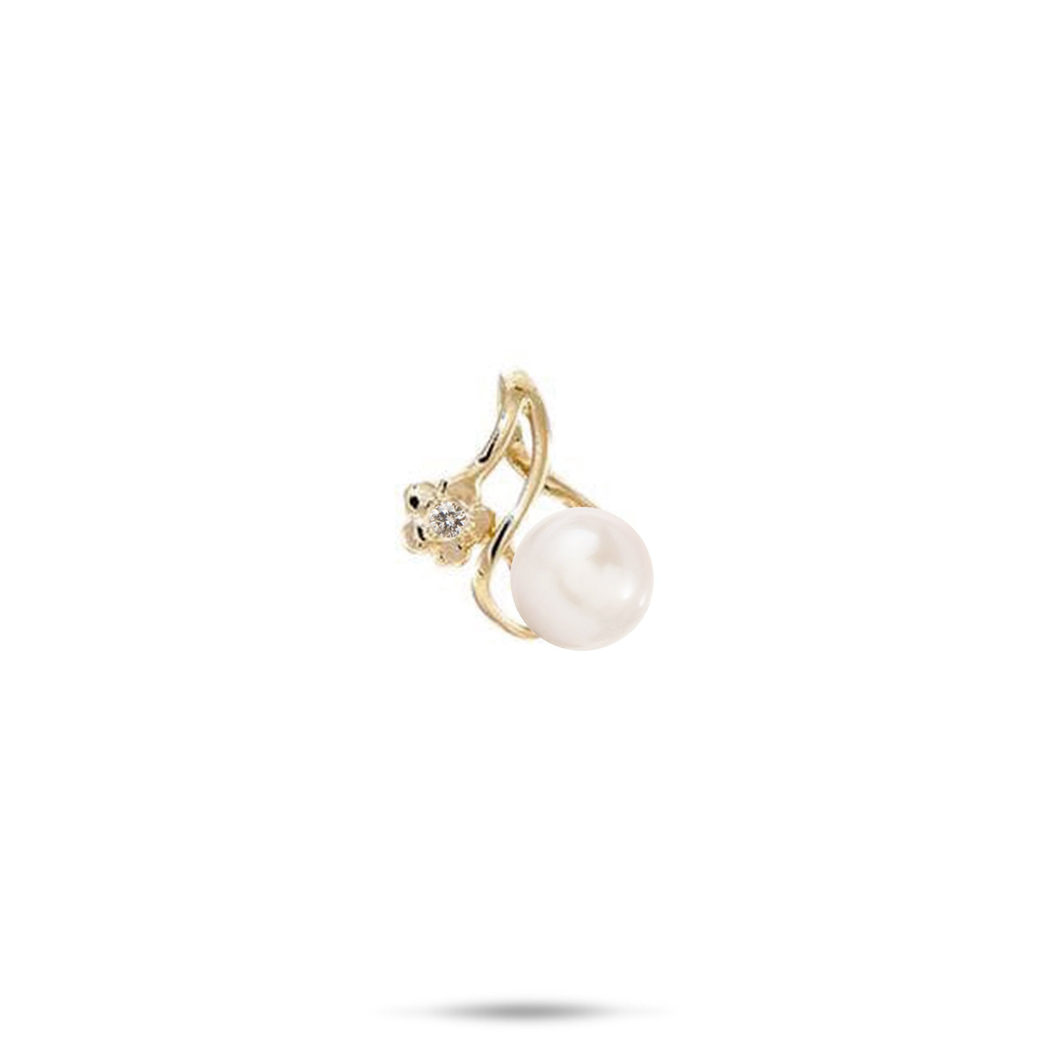 Pick A Pearl Plumeria Pendant in Gold with Diamond