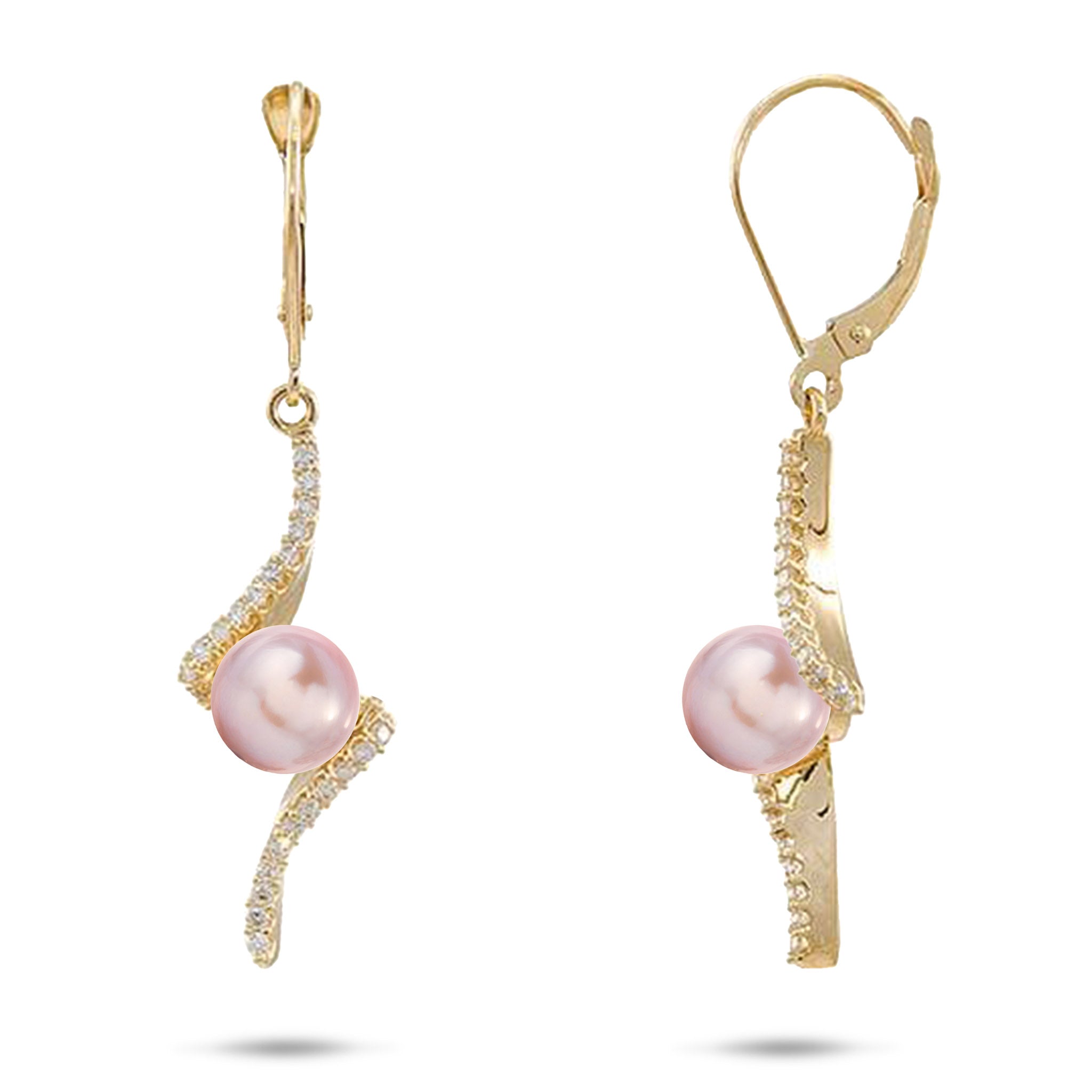 Pick A Pearl Waterfall Earrings in Gold with Diamonds