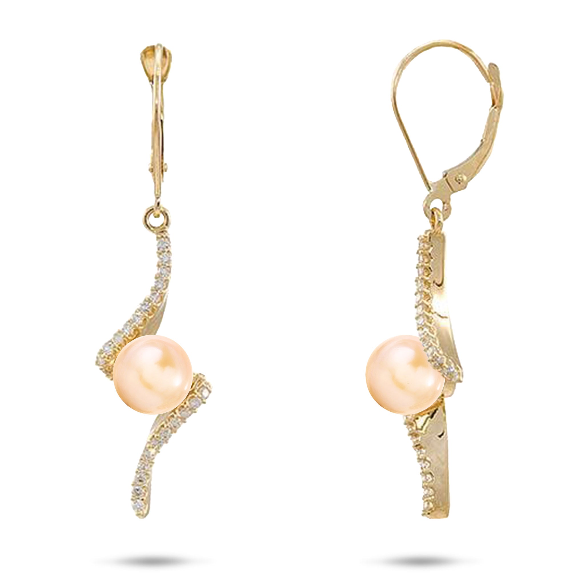 Pick A Pearl Waterfall Earrings in Gold with Diamonds