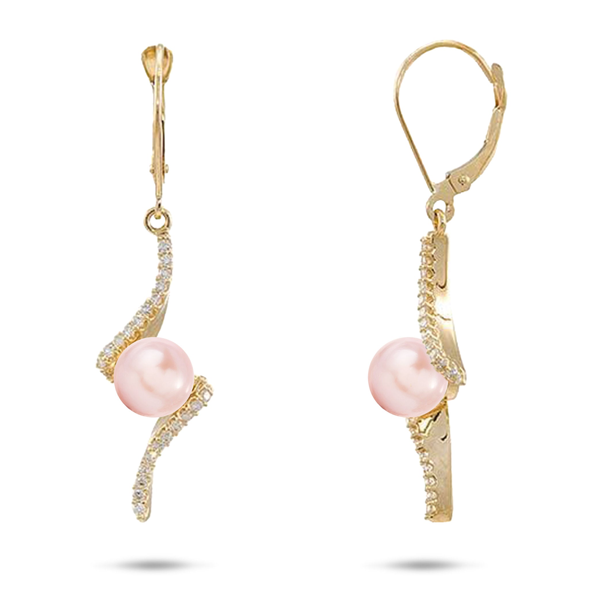 Pick A Pearl Waterfall Earrings in Gold with Diamonds