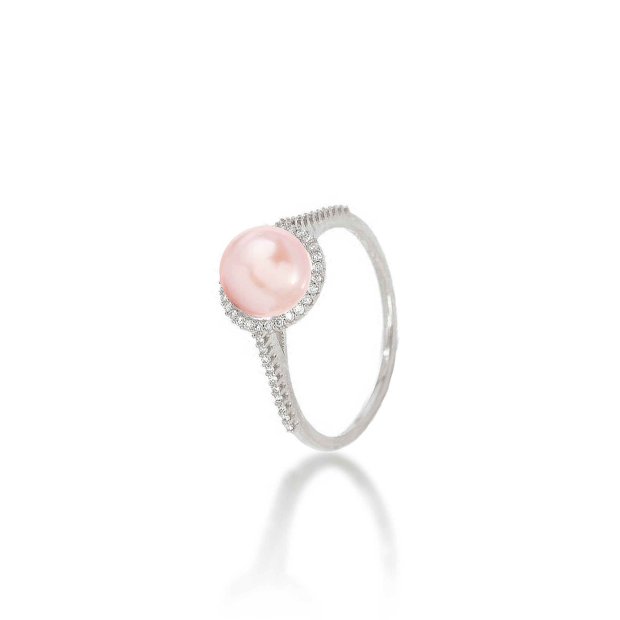 Pick A Pearl Halo Ring in White Gold with Diamonds
