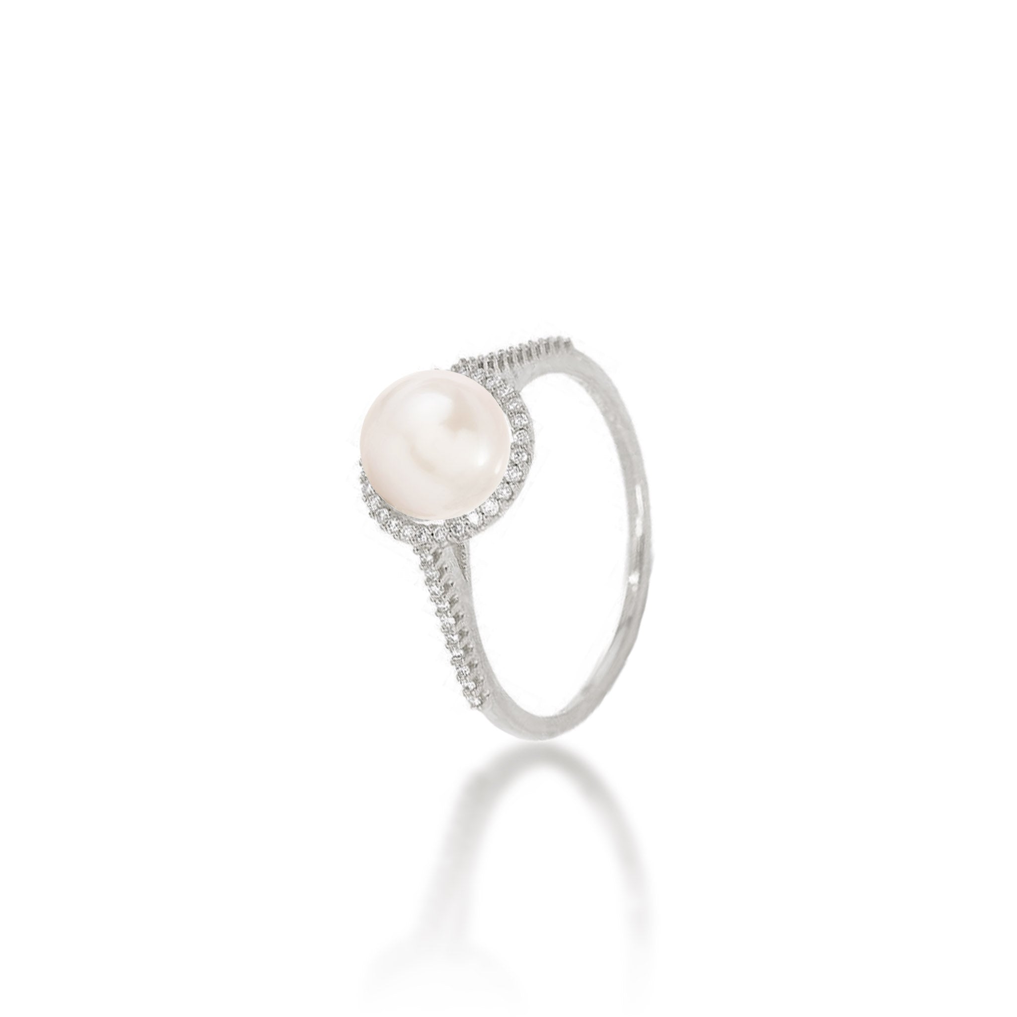 Pick A Pearl Halo Ring in White Gold with Diamonds