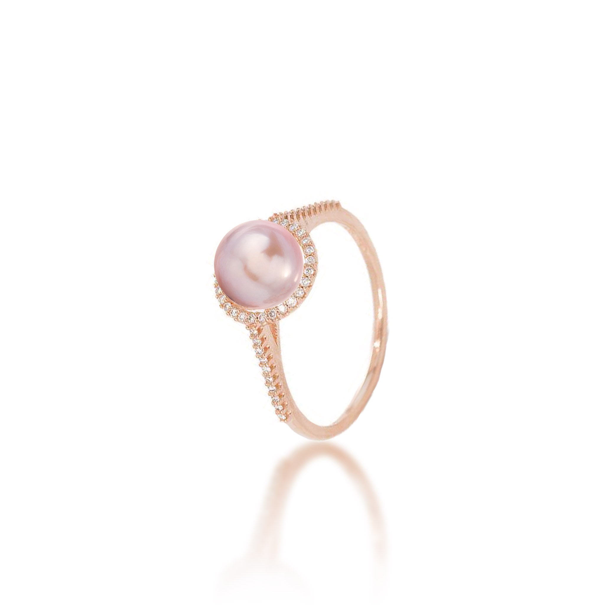 Pick A Pearl Halo Ring in Rose Gold with Diamonds