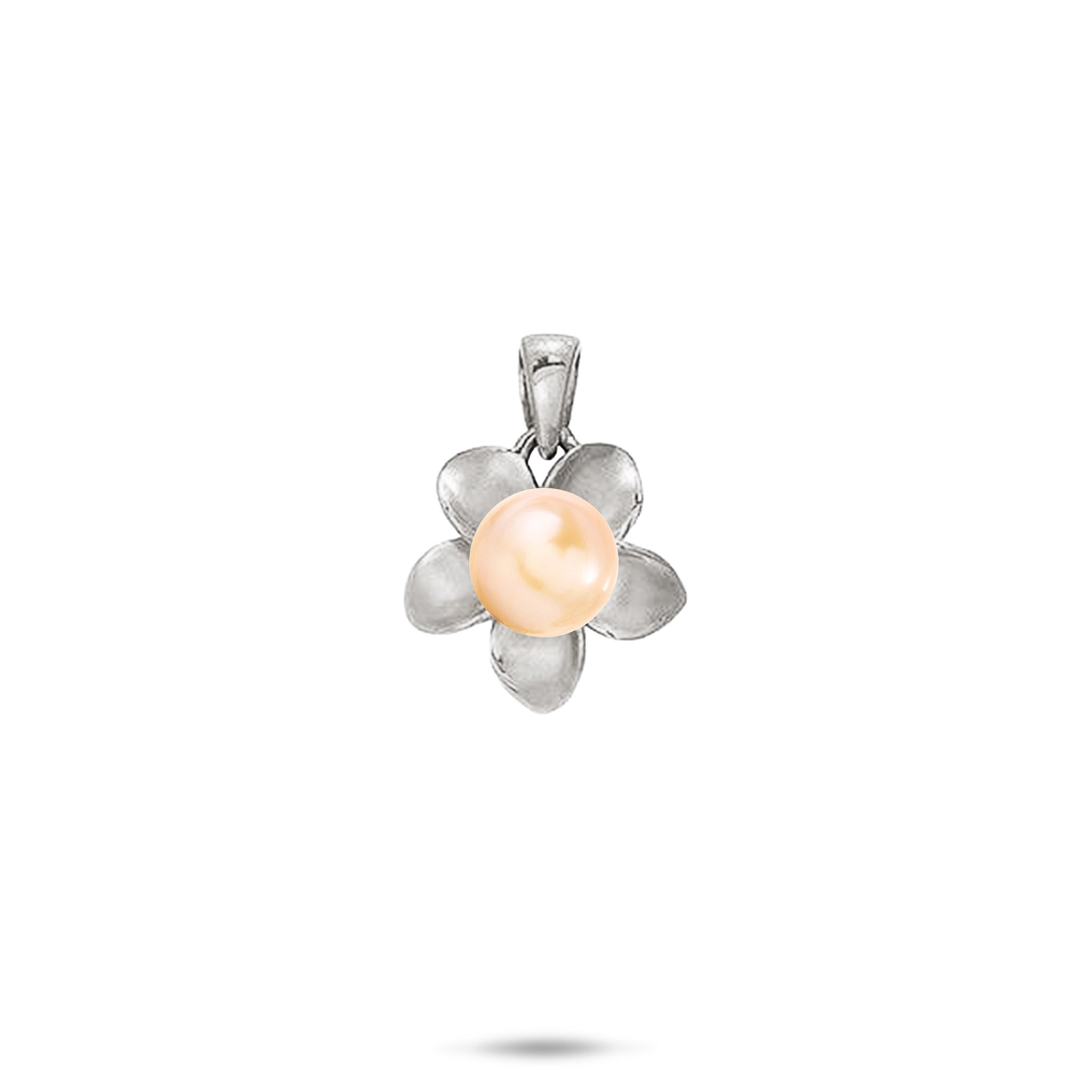 Pick A Pearl Plumeria Pendant in White Gold - 13mm