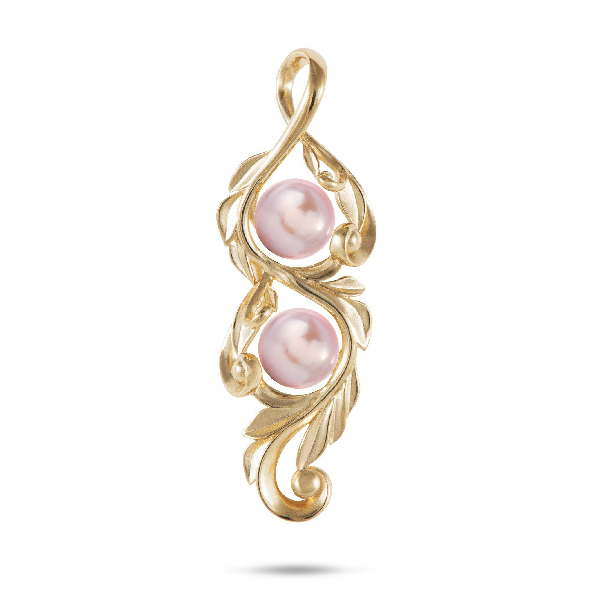 Pick A Pearl Maile Scroll Pendant in Gold - 41mm