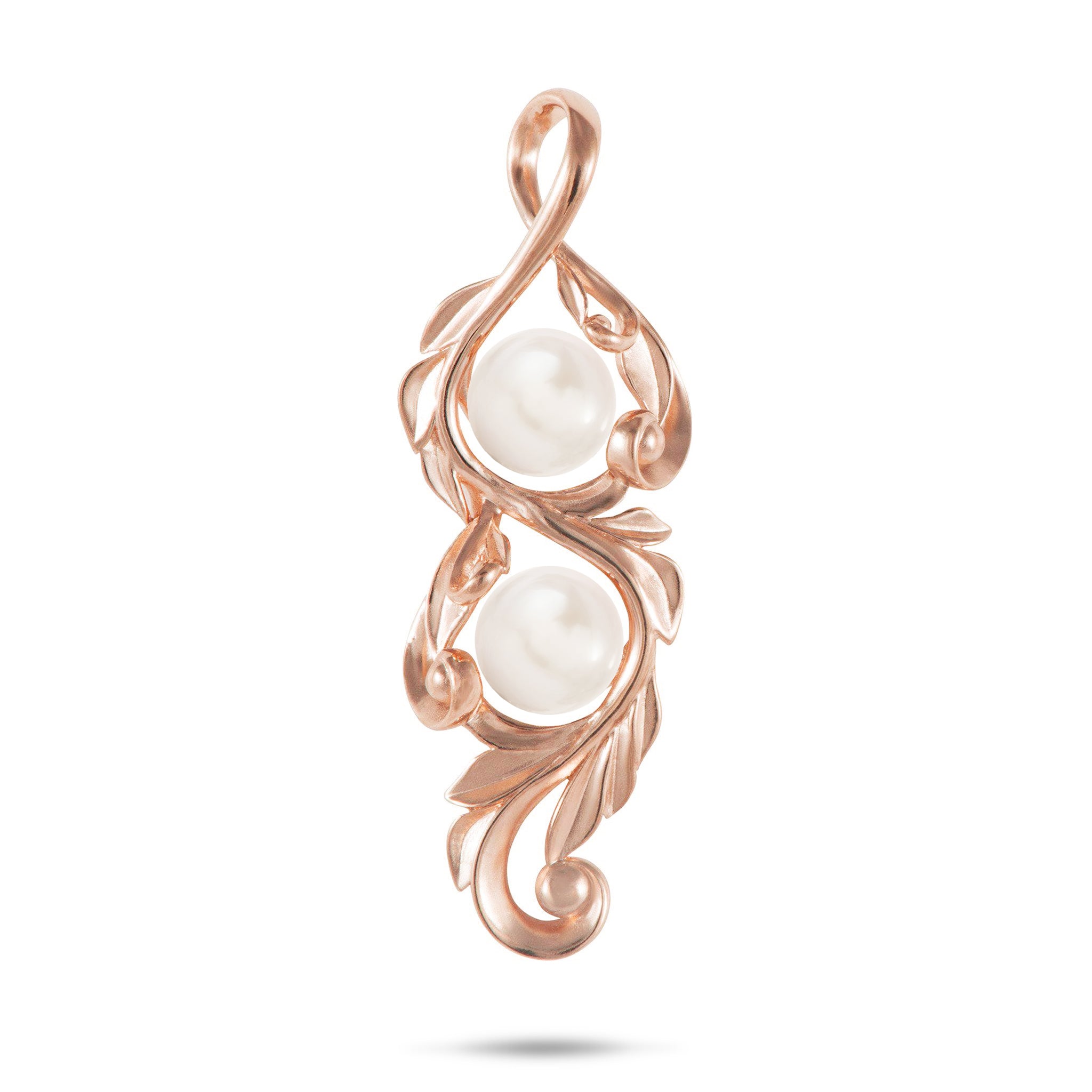 Pick A Pearl Maile Scroll Pendant in Rose Gold