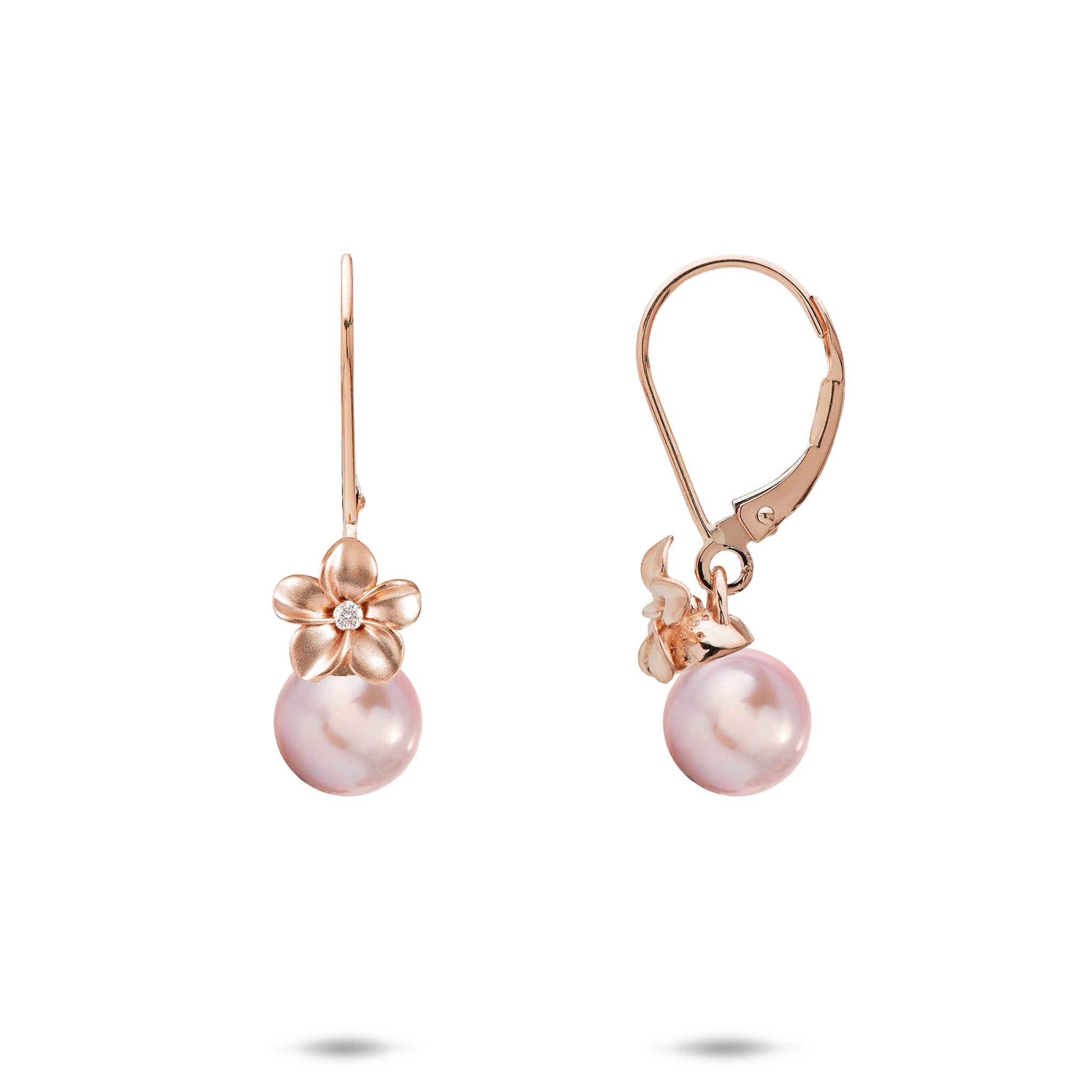 Pick A Pearl Plumeria Earrings in Rose Gold