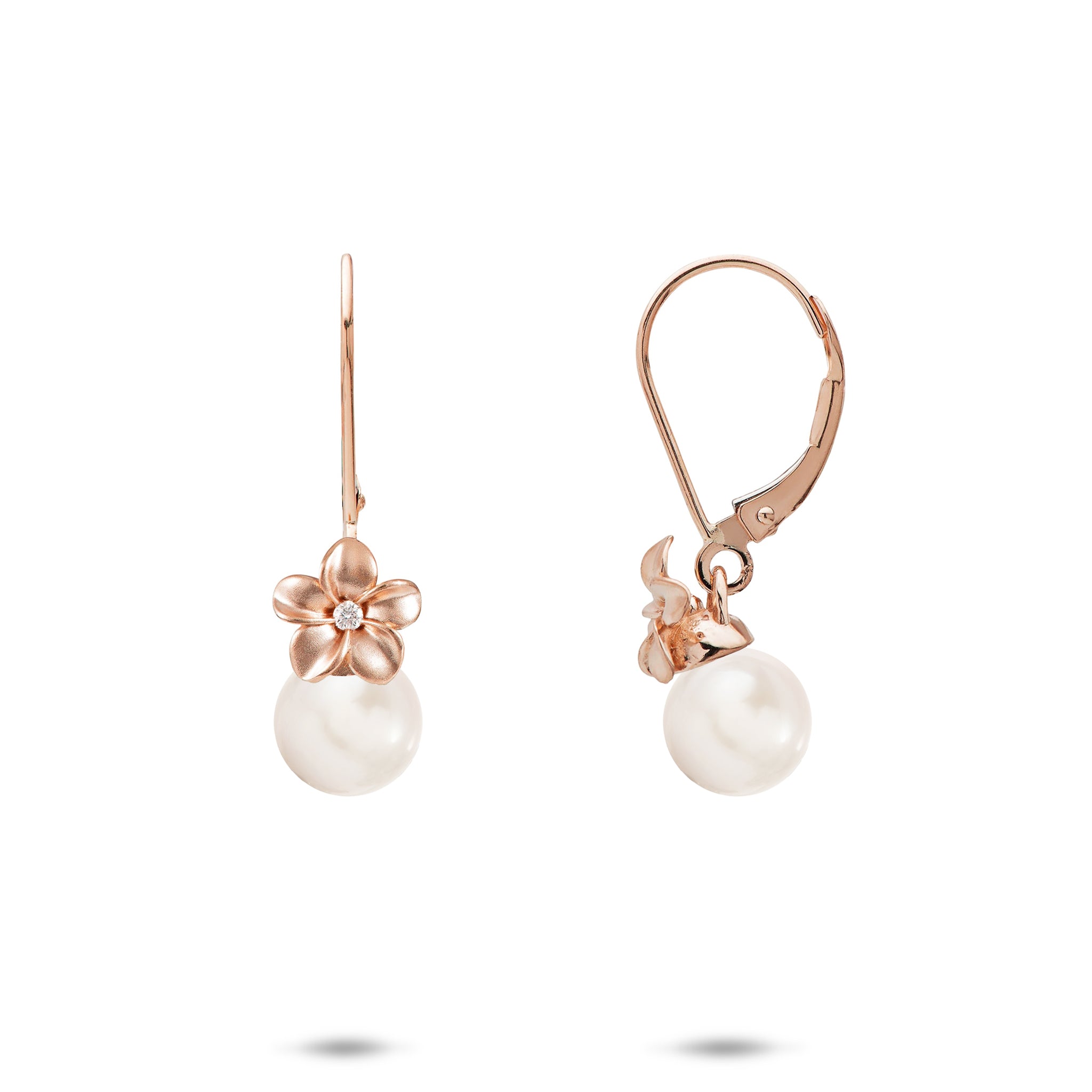 Pick A Pearl Plumeria Earrings in Rose Gold
