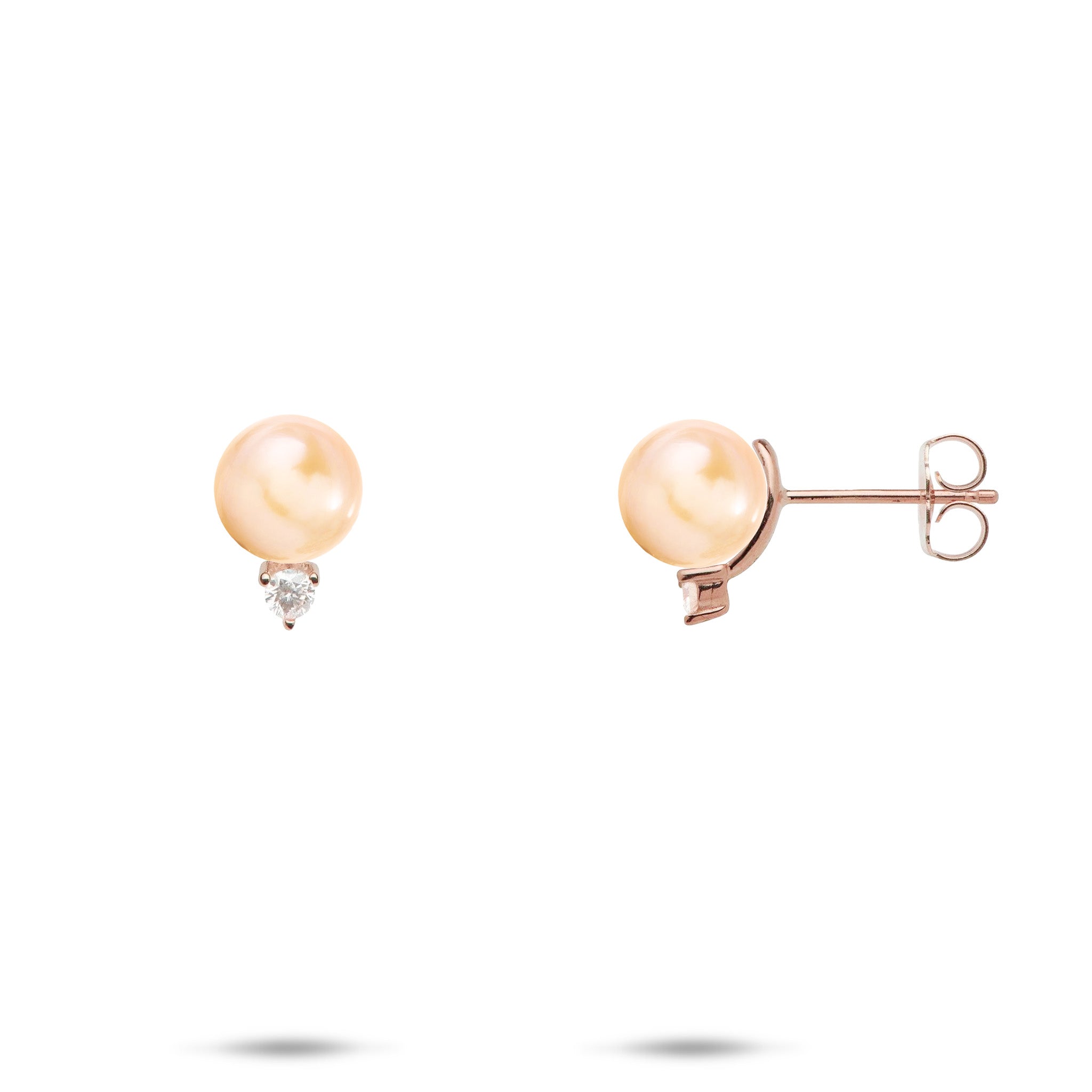 Pick A Pearl Earrings in Rose Gold with Diamonds