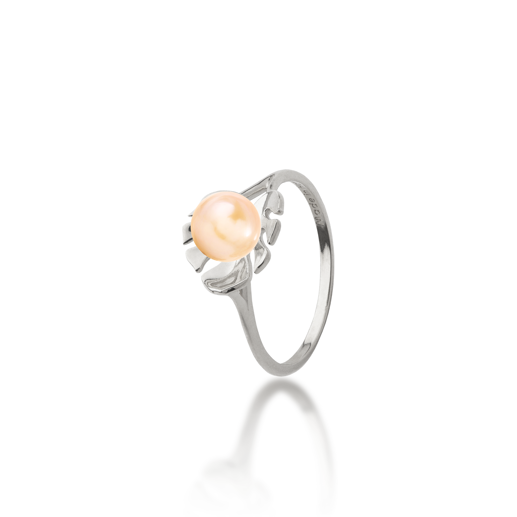 Pick A Pearl Monstera Ring in White Gold