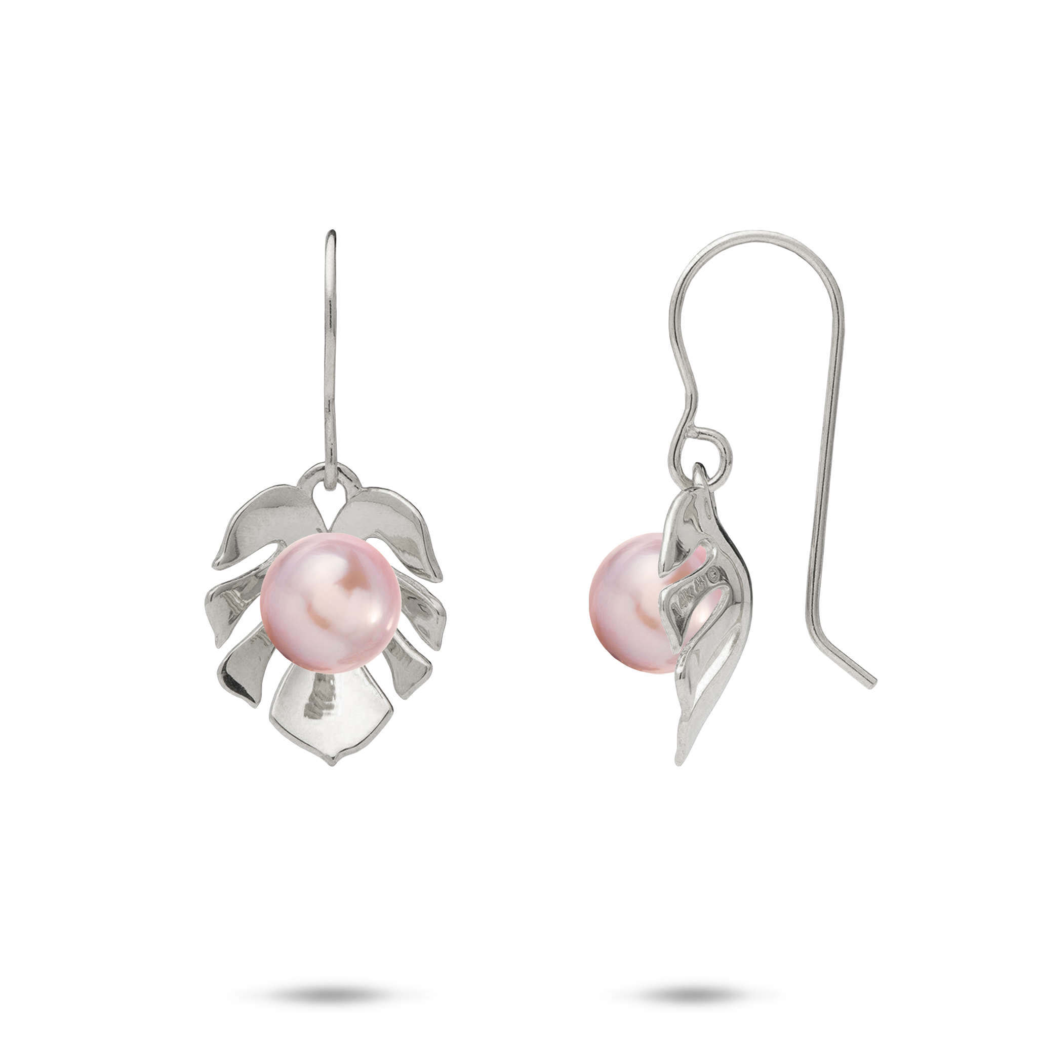 Pick A Pearl Monstera Earrings in White Gold - 15mm