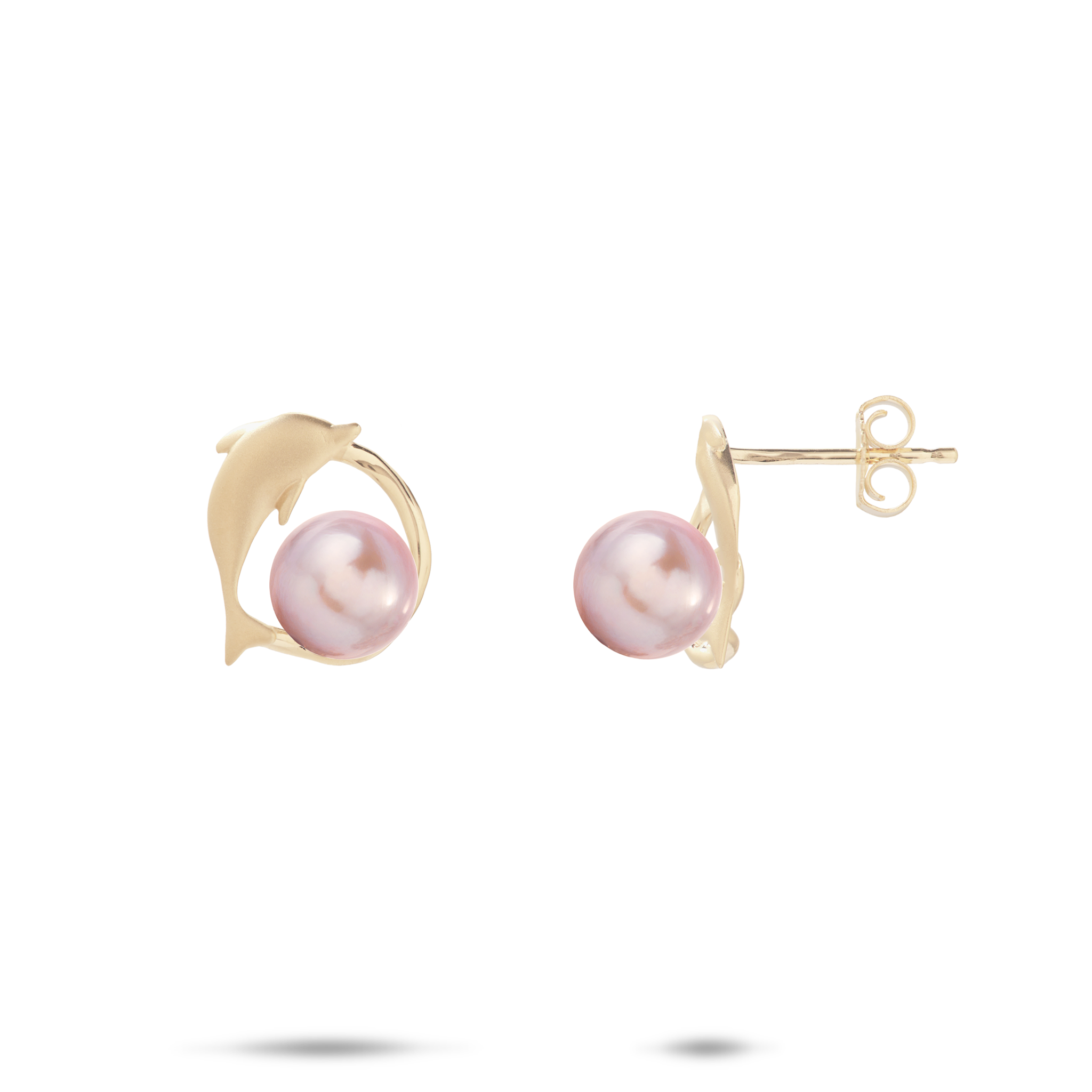 Pick A Pearl Bubble Dolphin Earrings in Gold - 12mm